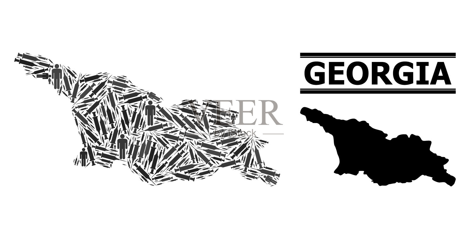 格鲁吉亚疫苗接种马赛克地图插画图片素材