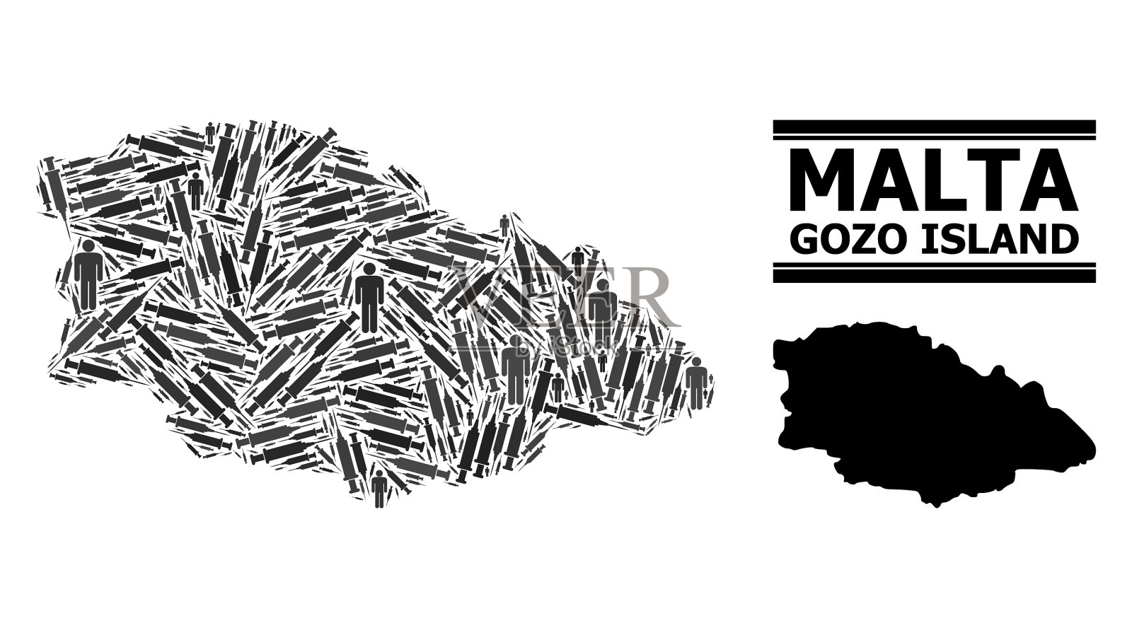 Covid-2019治疗马赛克地图戈佐岛插画图片素材