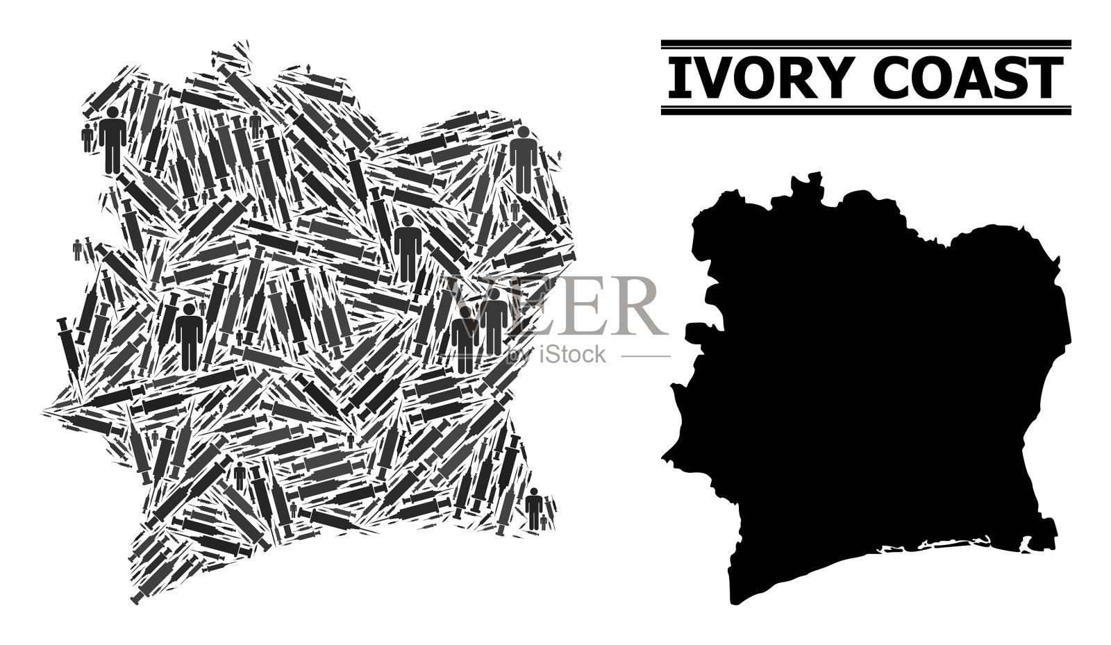 疫苗马赛克地图象牙海岸插画图片素材
