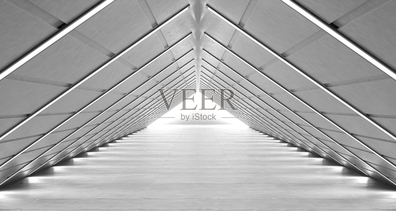 未来主义混凝土隧道与霓虹灯照片摄影图片