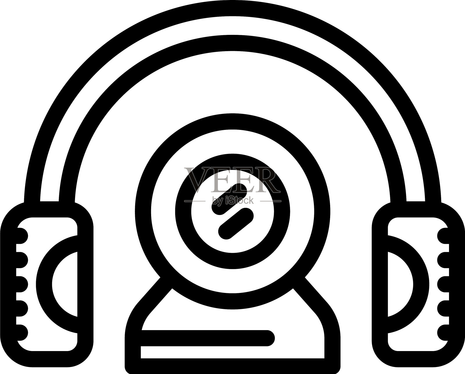 耳机摄像头在线会议图标轮廓插画图片素材