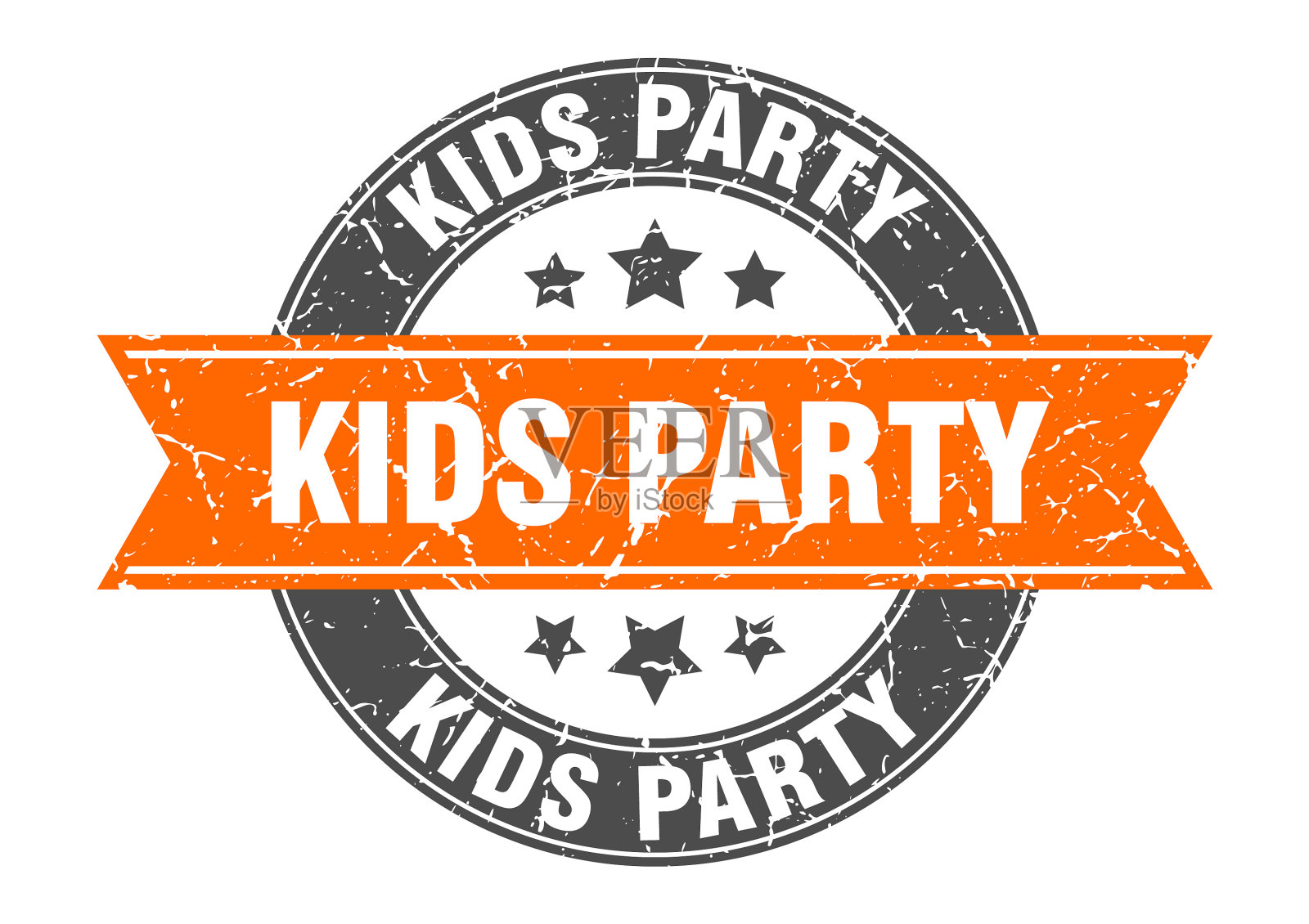 孩子们的派对圆形邮票与缎带标签标志插画图片素材