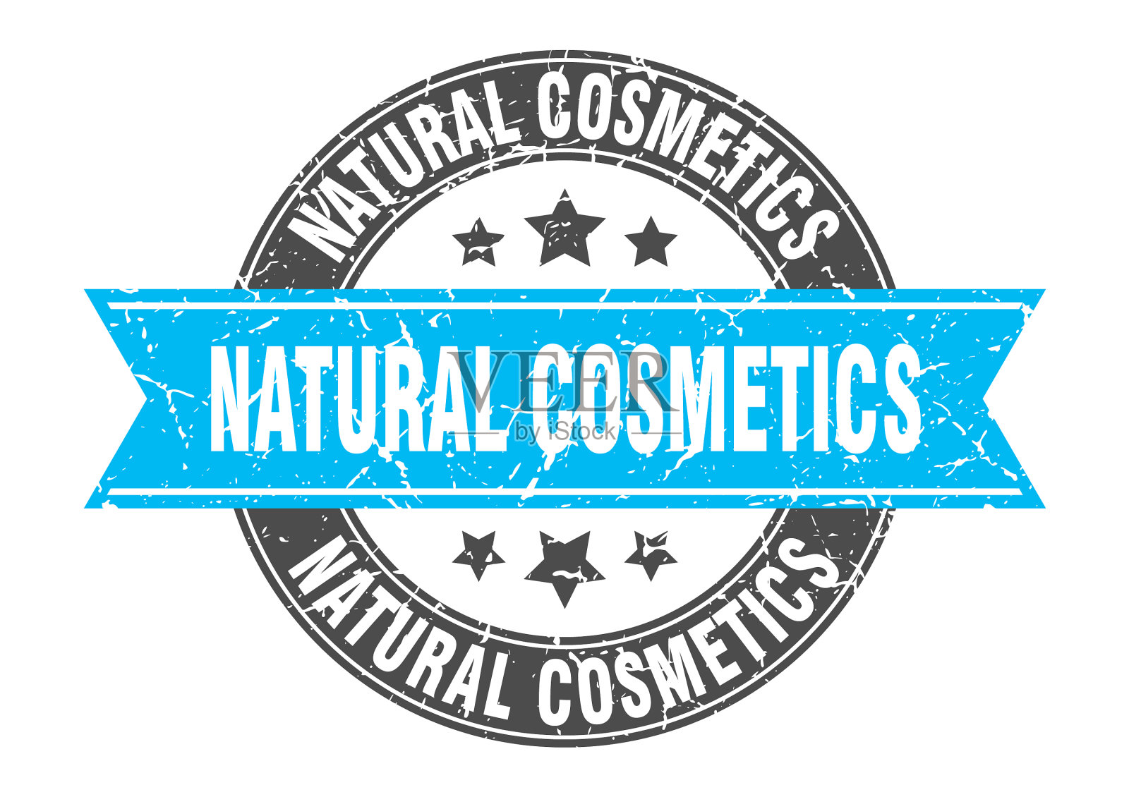 天然化妆品圆形邮票带丝带标签插画图片素材