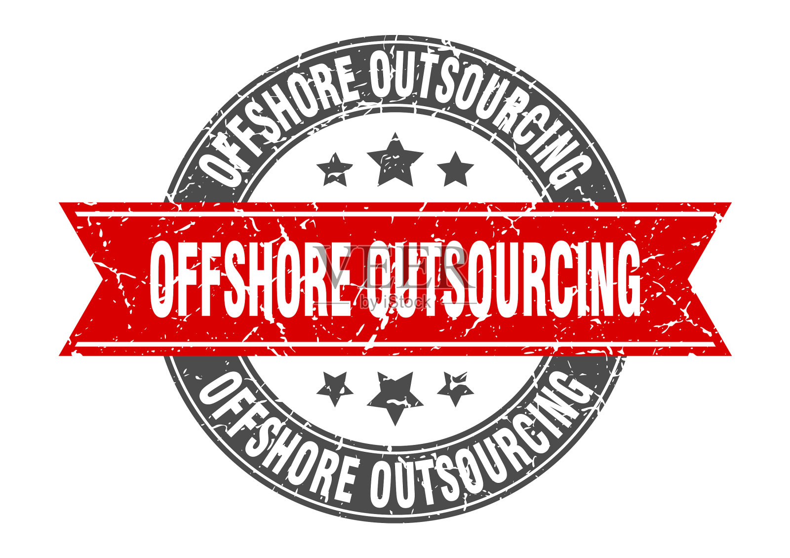 离岸外包圆邮票带丝带插画图片素材