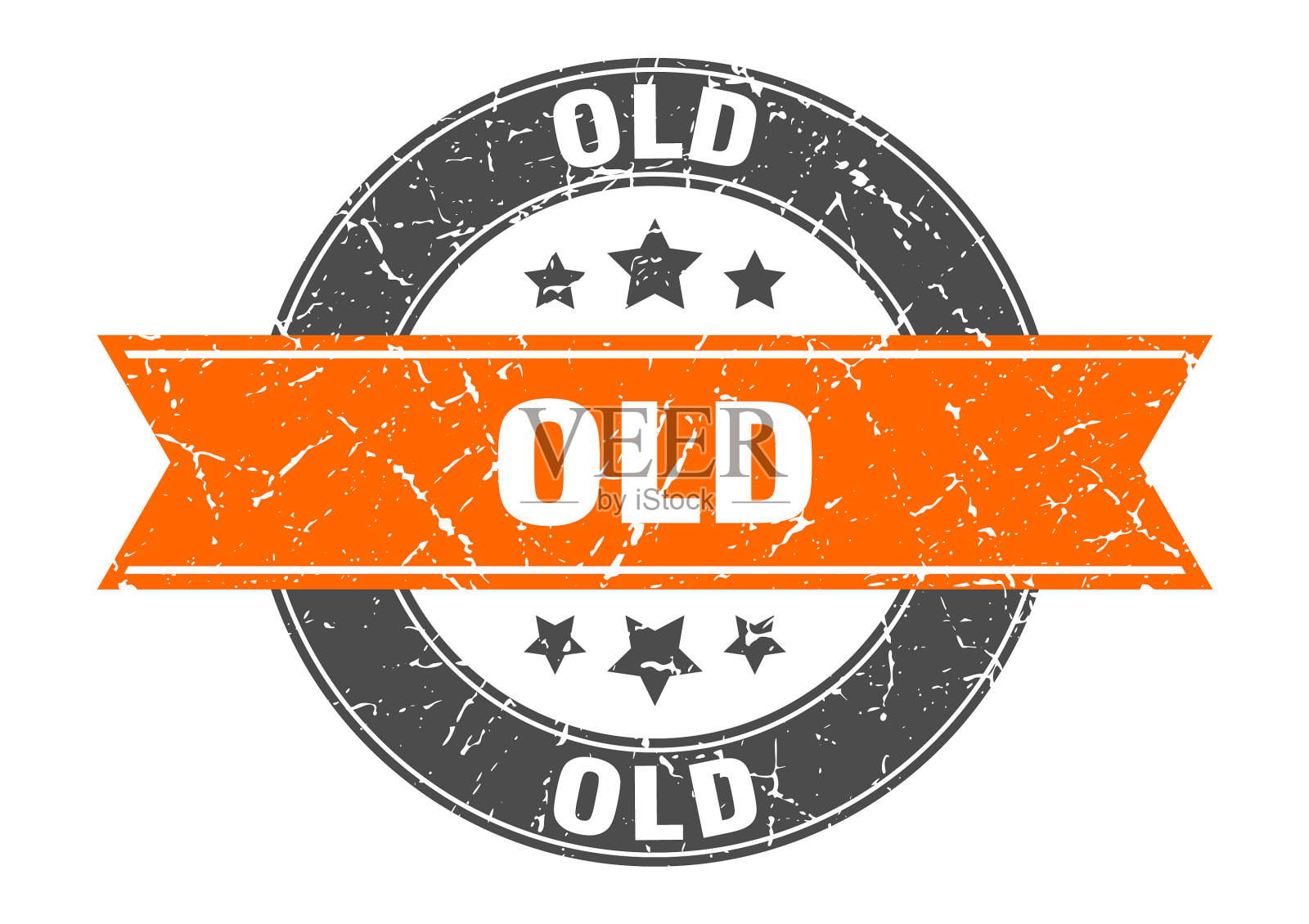 旧圆形邮票带标签标志插画图片素材