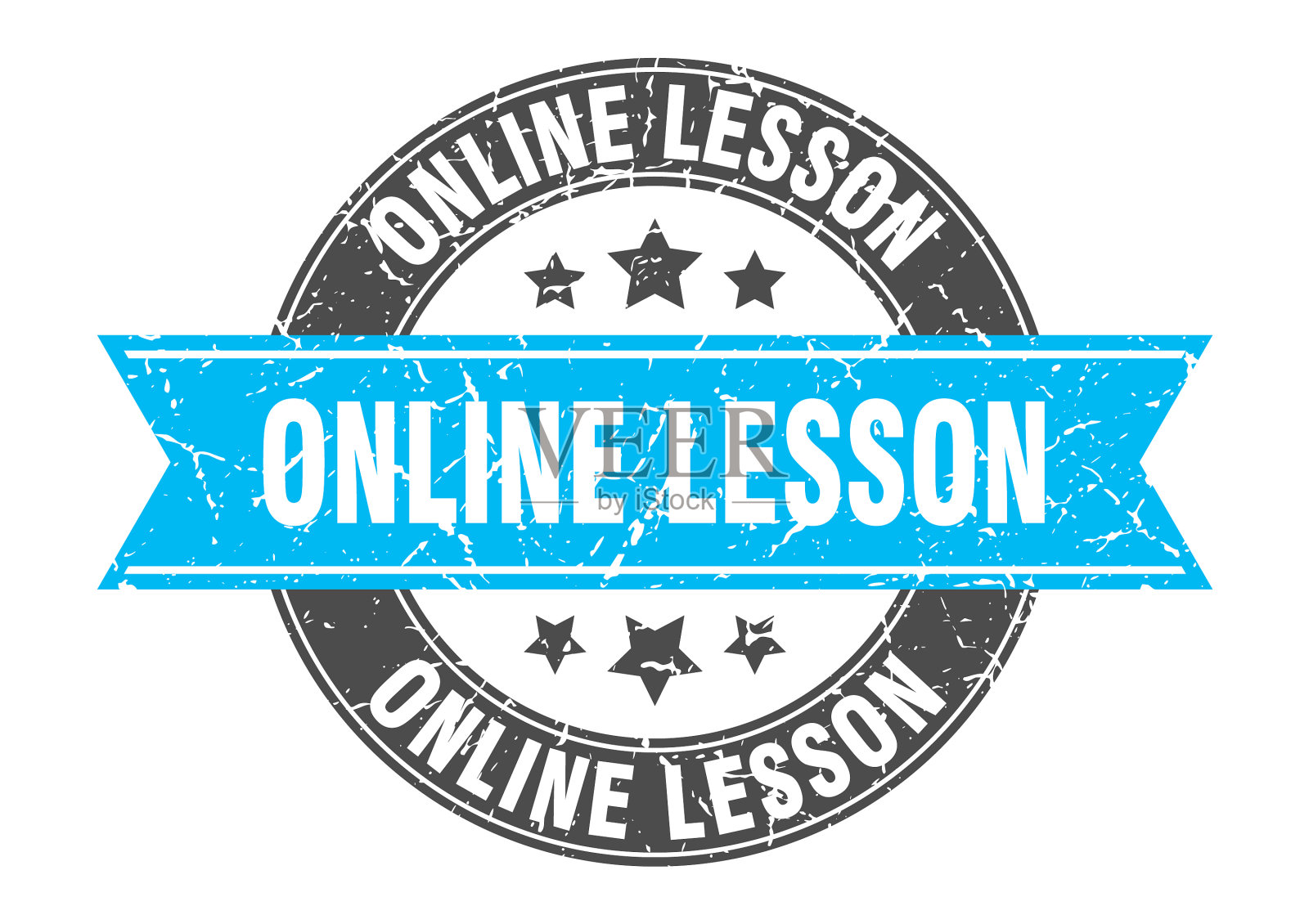 在线课圆邮票带标签标志插画图片素材