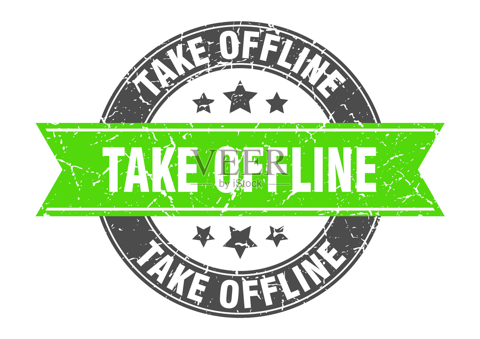 脱机取带丝带标签的圆形印章插画图片素材