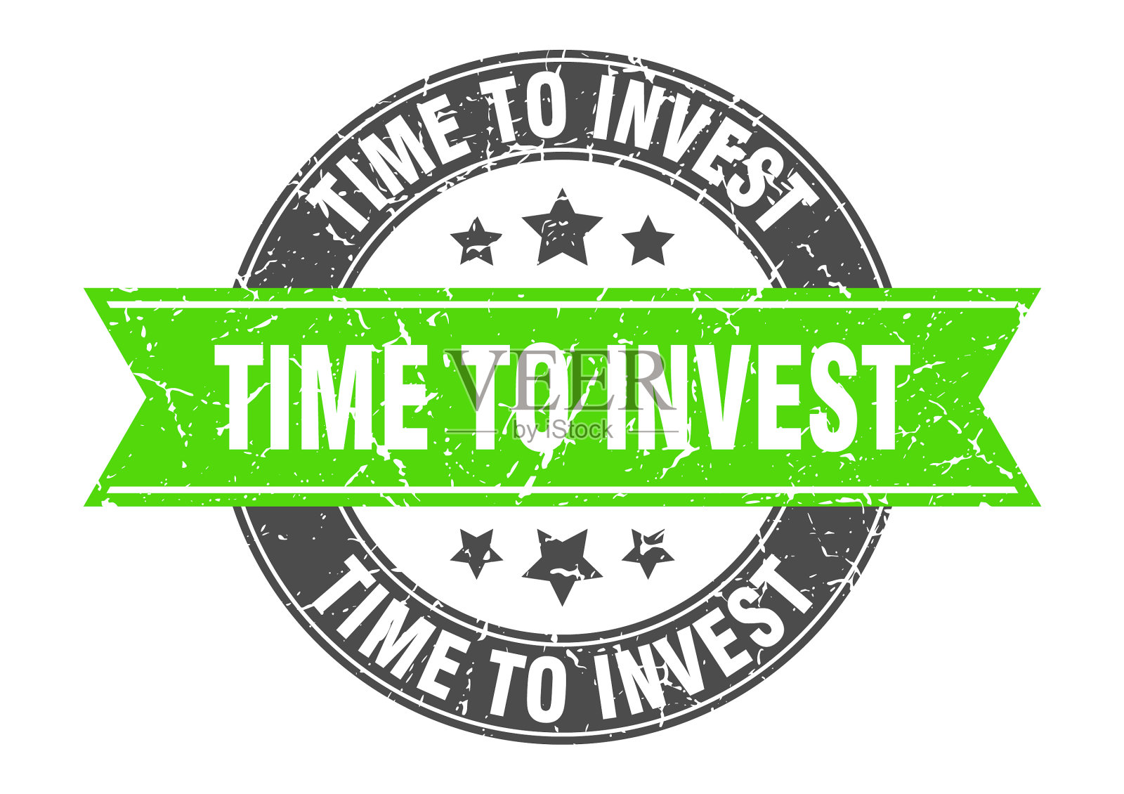 时间投资圆形邮票与缎带标签标志插画图片素材