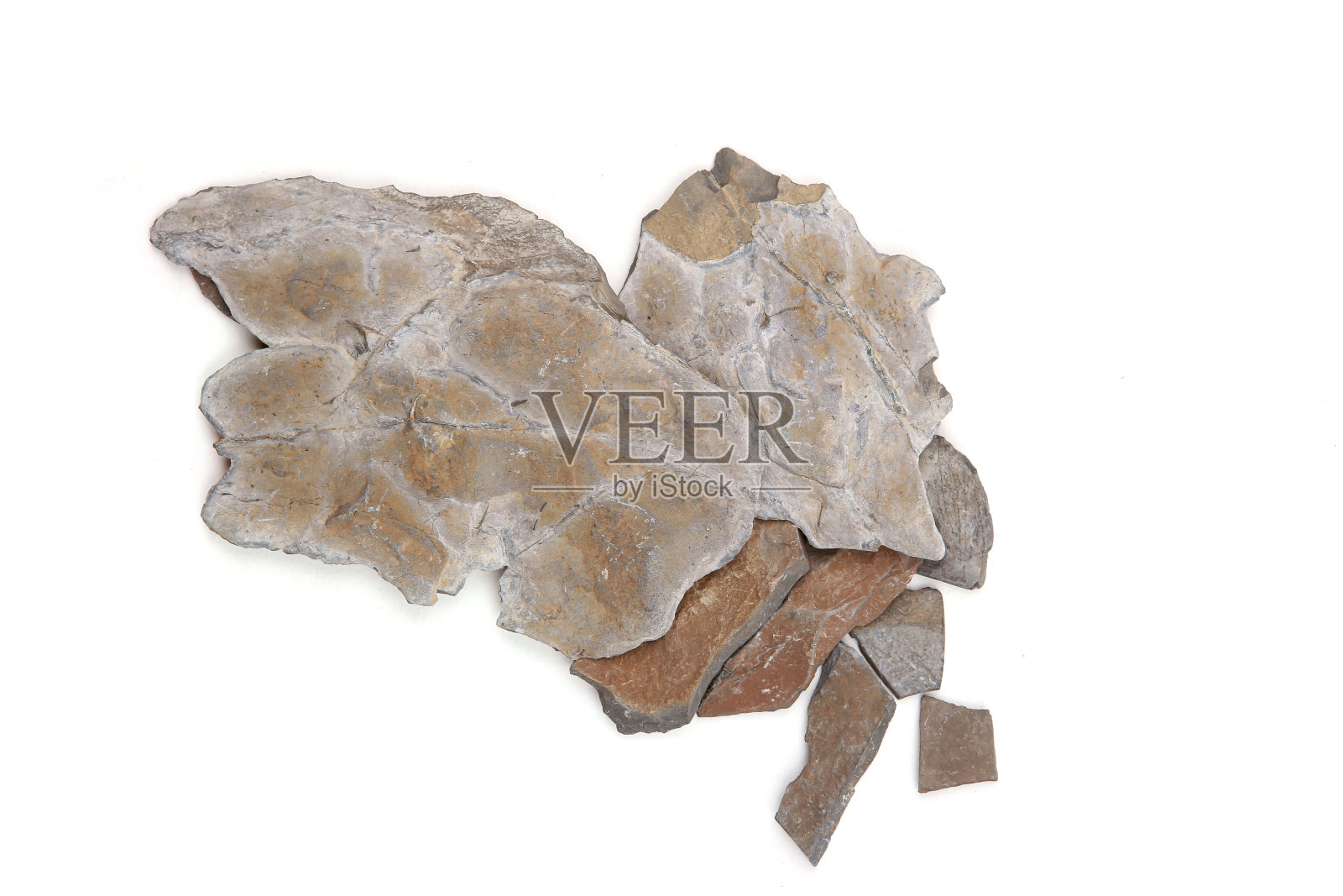 挪威的变质岩孤立在白色的背景上。照片摄影图片