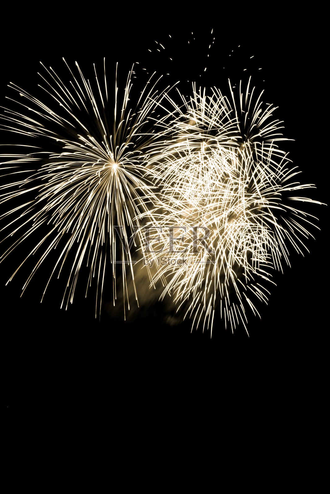 豪华烟花事件天空秀与黄色大爆炸星星照片摄影图片