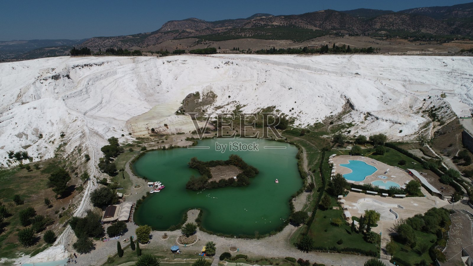 土耳其，德尼兹利，棉花kale石灰华和希拉波利斯古城照片摄影图片