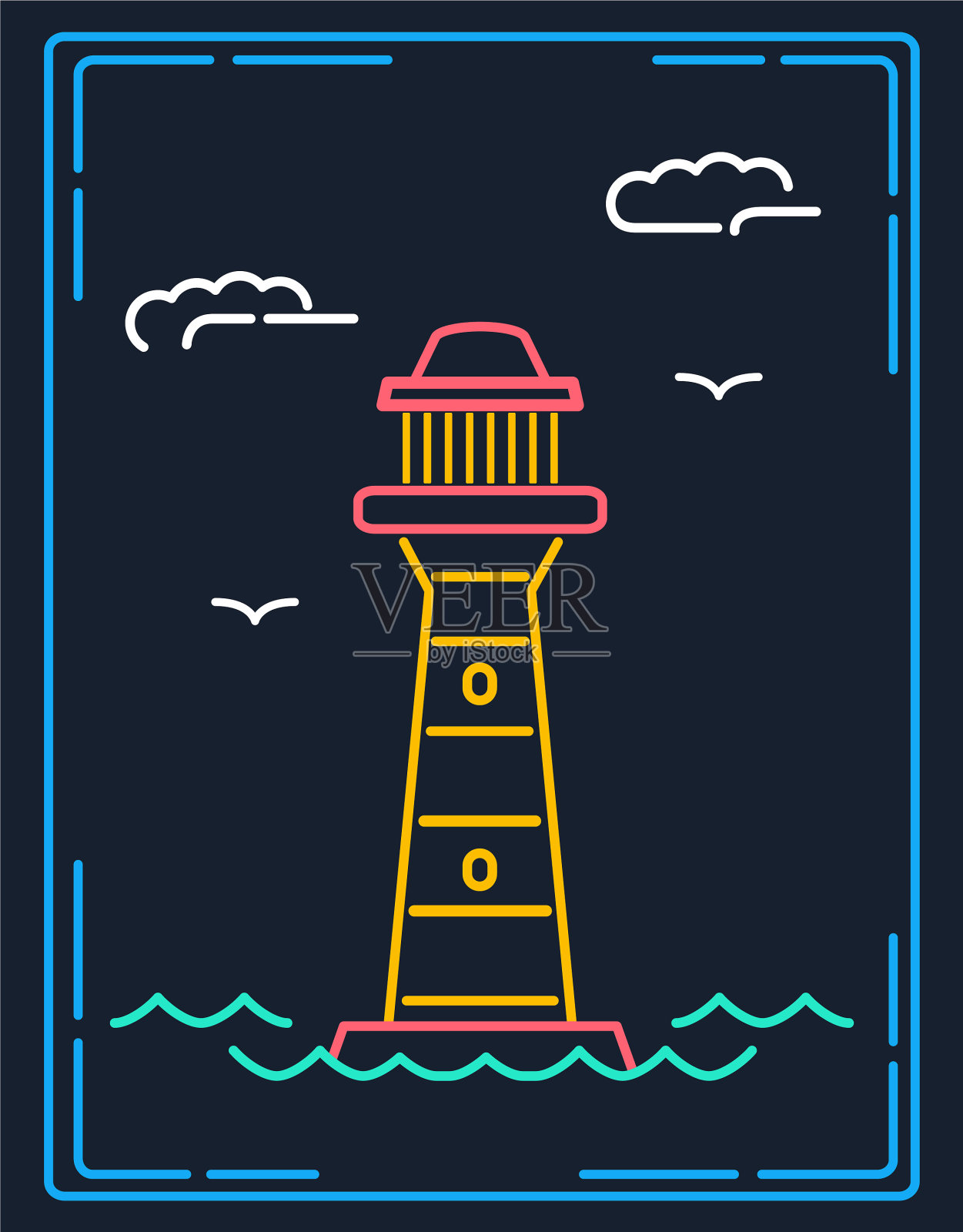 灯塔建筑，沿海照明插画图片素材