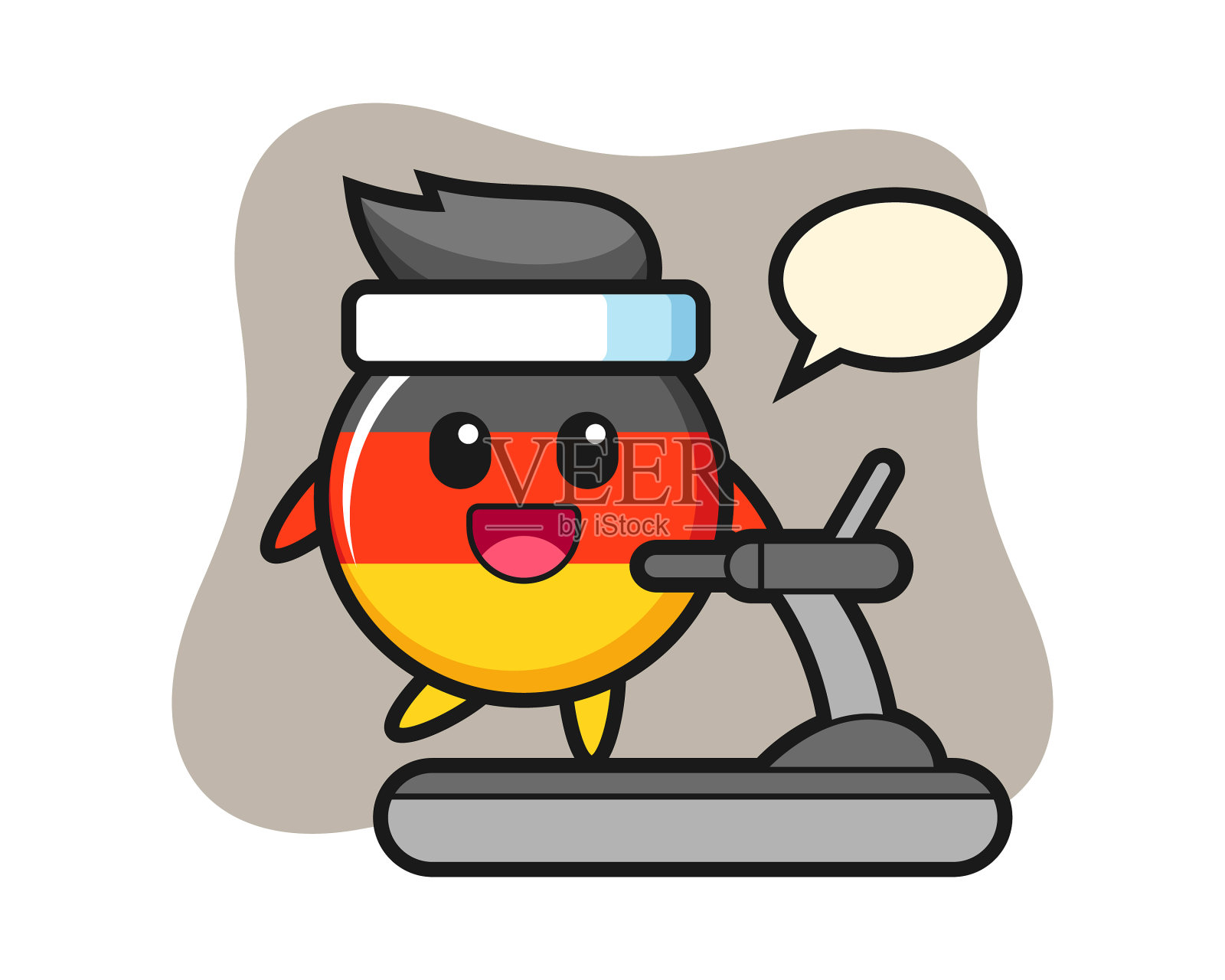 德国国旗徽章卡通人物行走插画图片素材