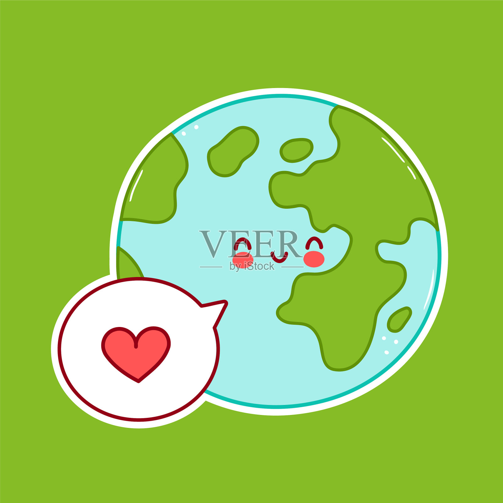 可爱快乐有趣的地球行星性格插画图片素材