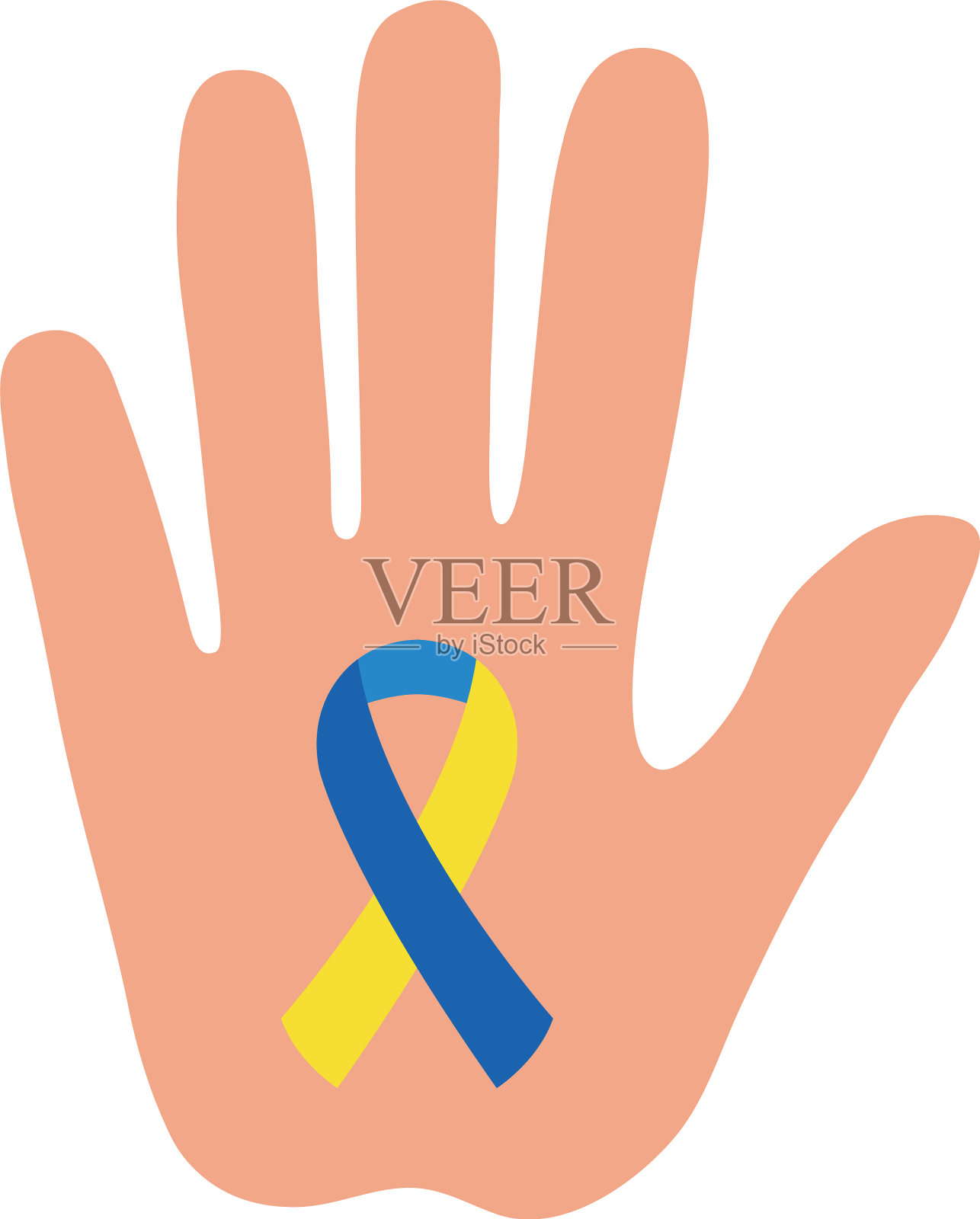 唐氏综合症缎带在手平风格的图标设计元素图片