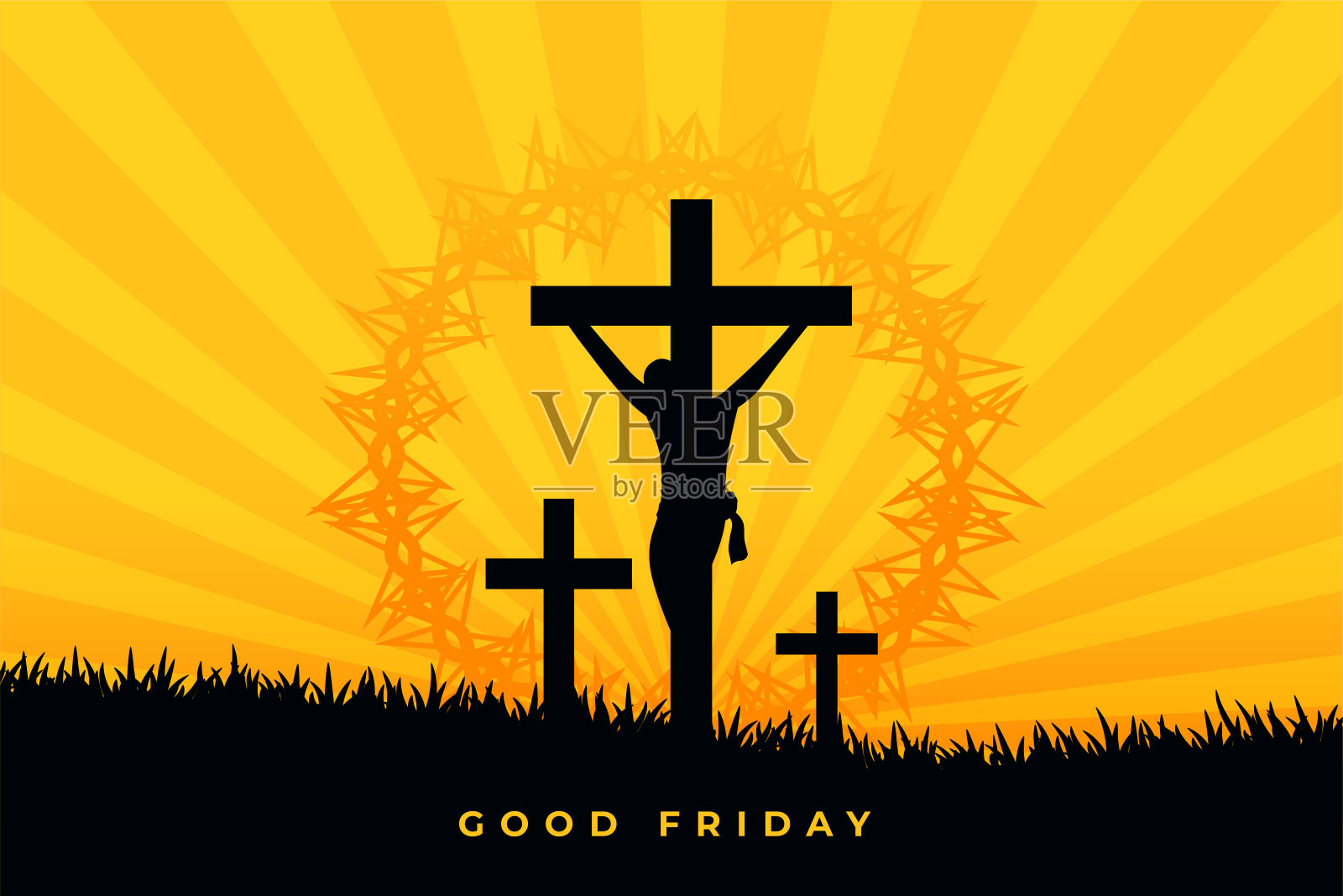 耶稣基督受难场景耶稣受难日背景插画图片素材