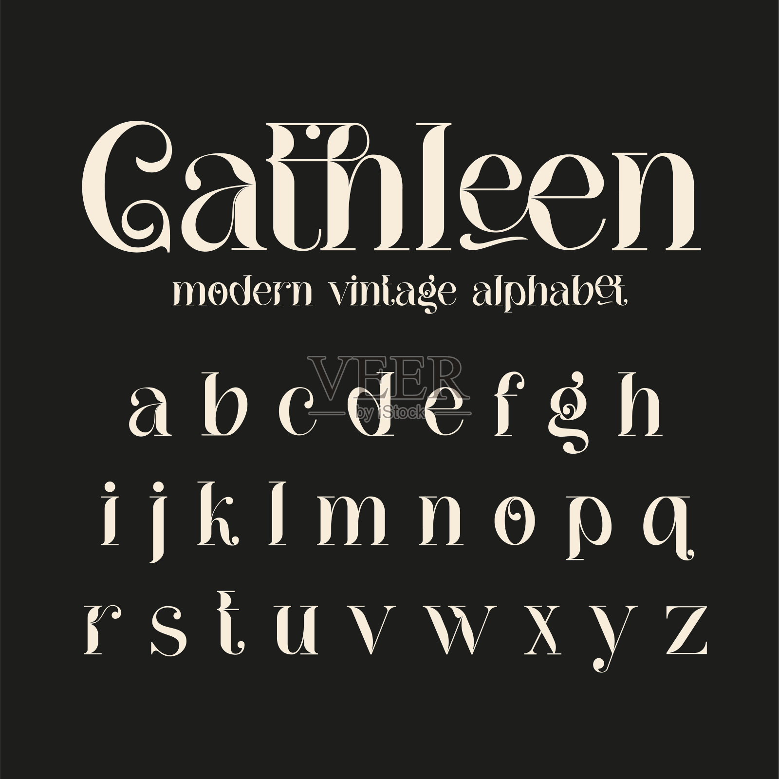 复古装饰字体-凯瑟琳。插画图片素材