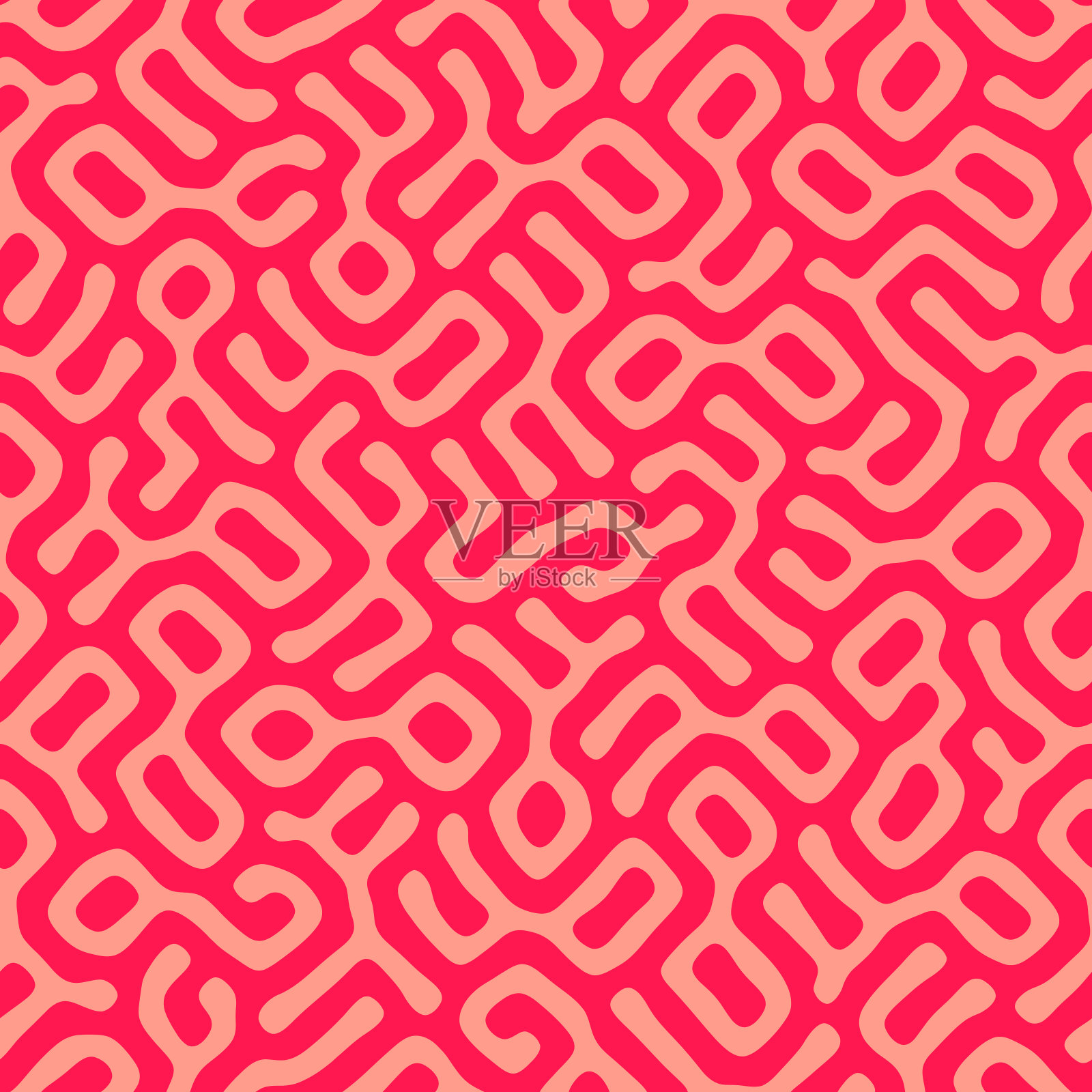 向量无缝模式。抽象的有机形状纹理。单色瓷砖背景与平滑的自然迷宫。时尚混乱的表面设计。插画图片素材