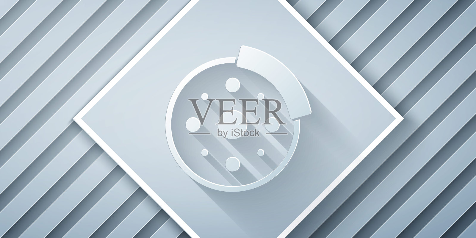 剪纸自行车刹车盘图标孤立在灰色背景。纸艺术风格。向量插画图片素材