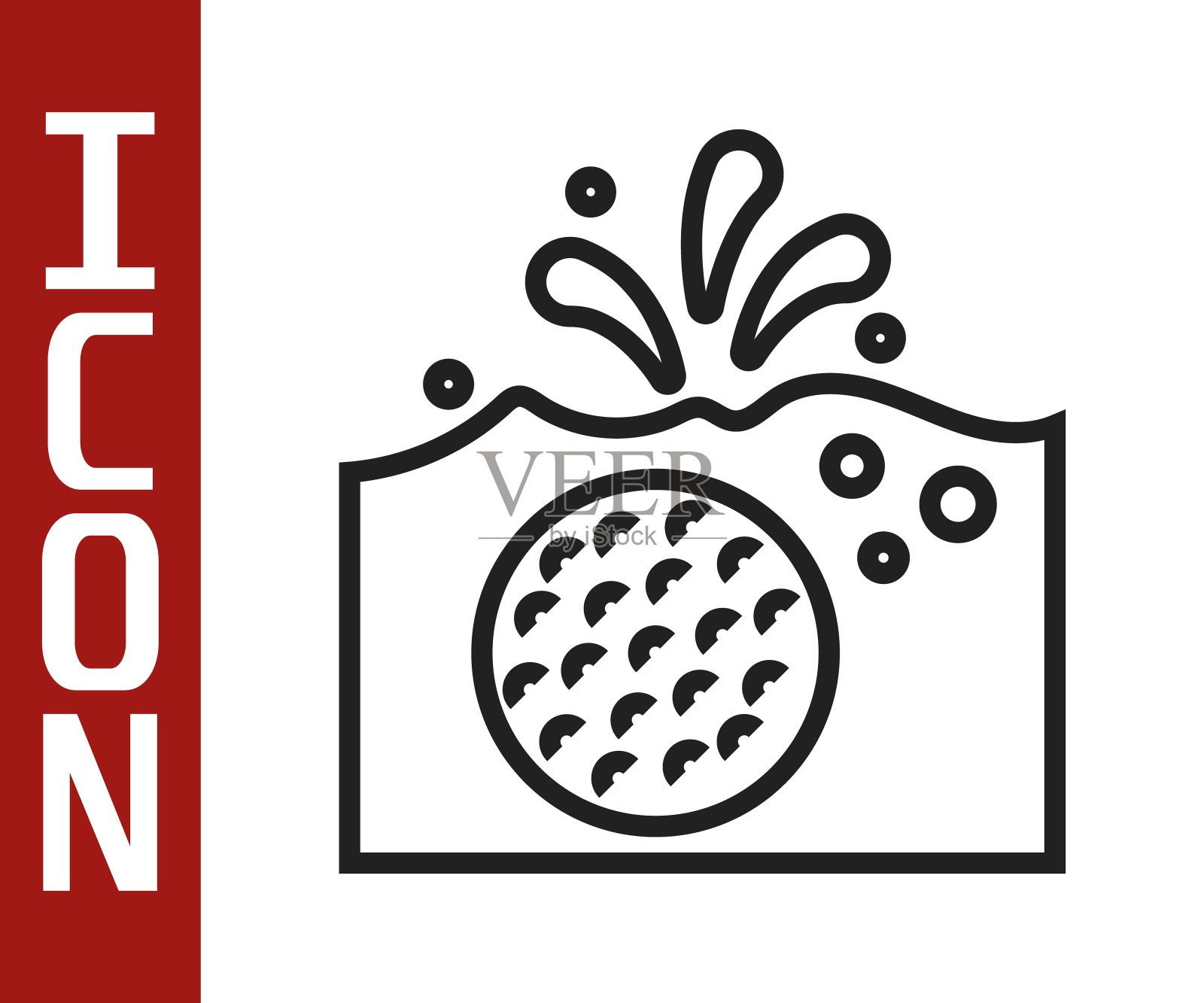 黑线高尔夫球在水图标孤立在白色背景。向量插画图片素材