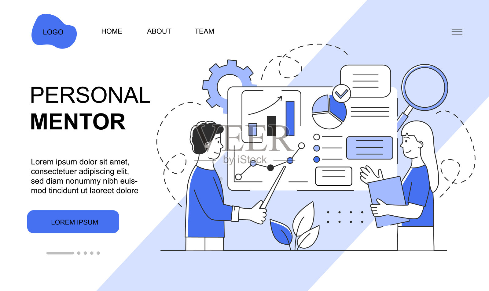 男性角色是作为创业导师的工作插画图片素材