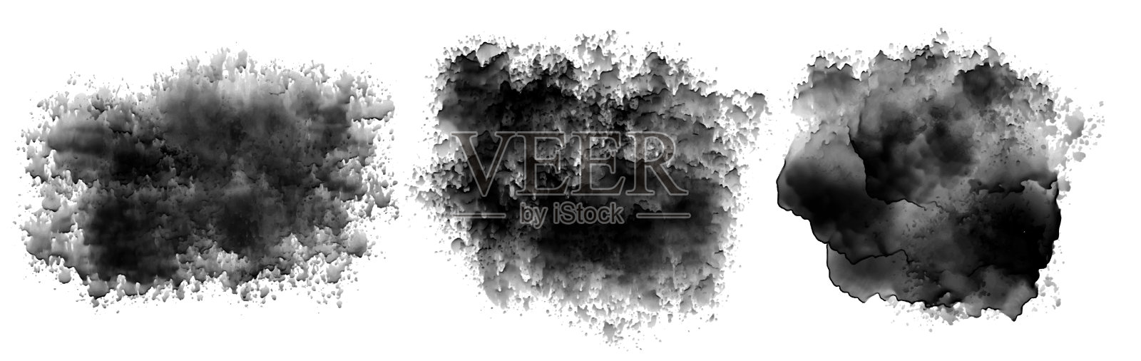 黑色油墨水彩着色纹理设置插画图片素材