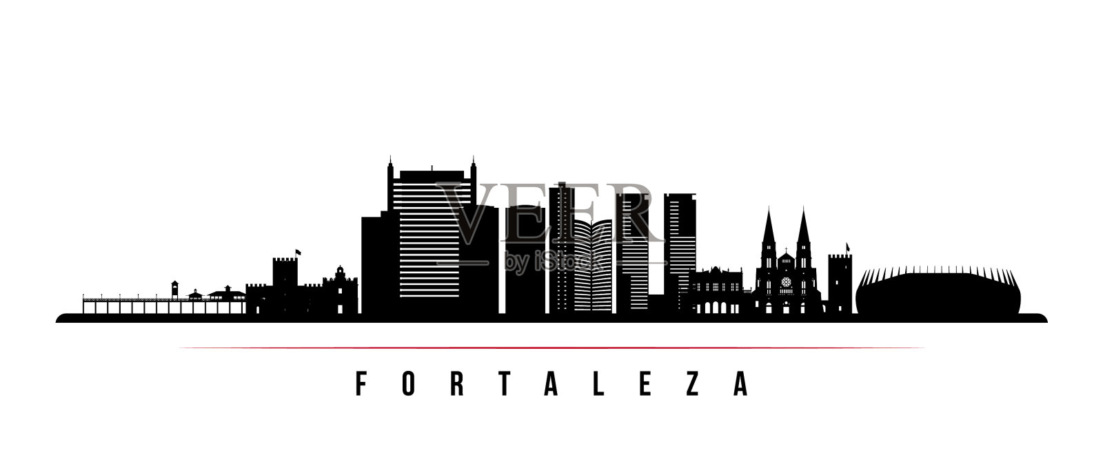 福塔莱萨地平线横横幅插画图片素材