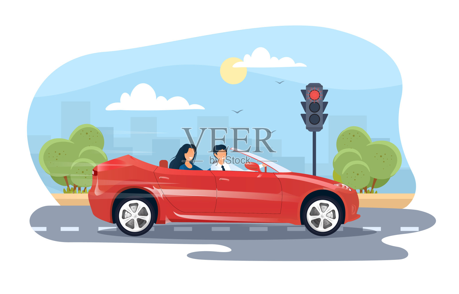 糟糕的超速驾驶是违反规则，闯红灯插画图片素材