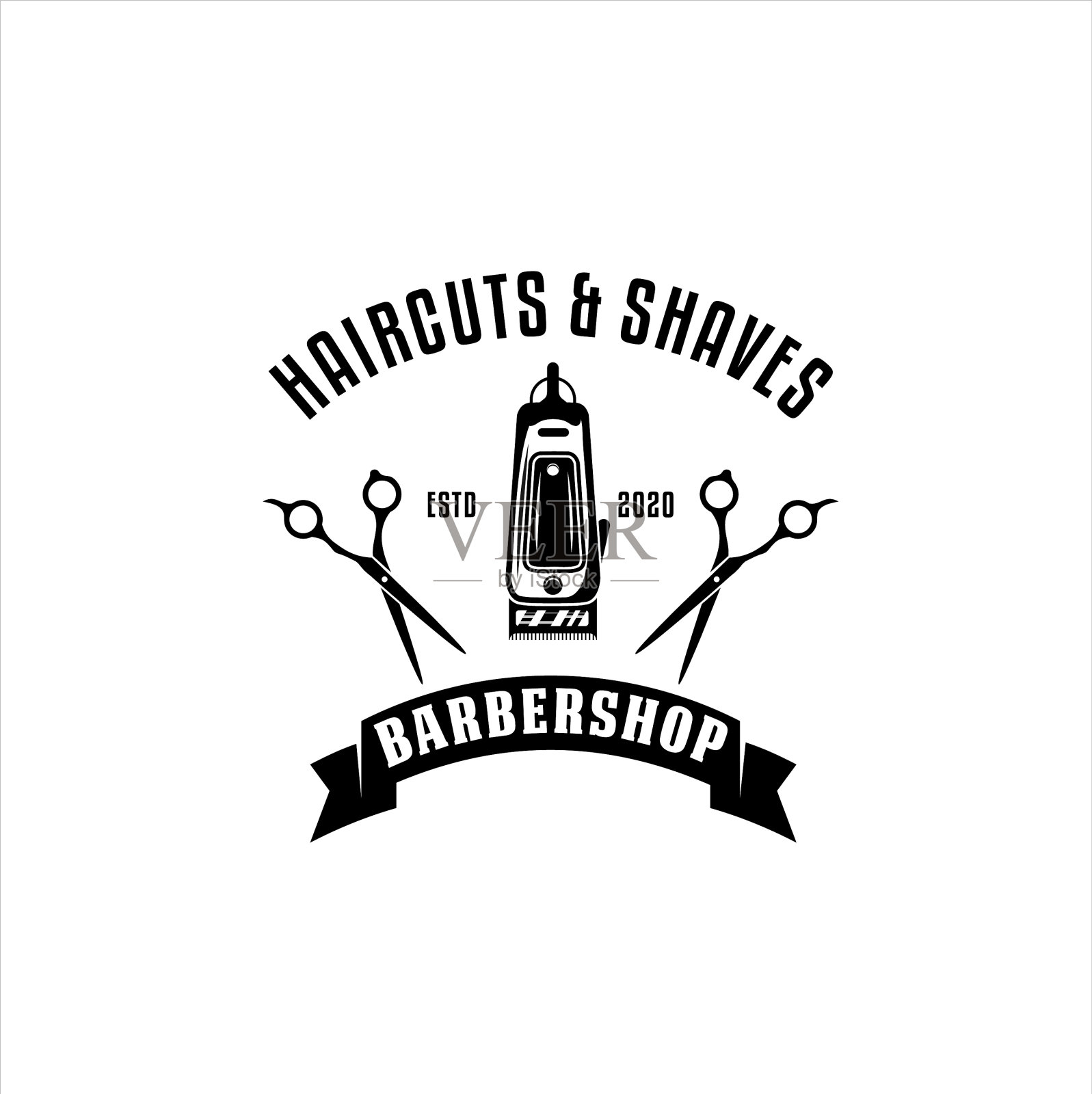 理发店的标签插画图片素材