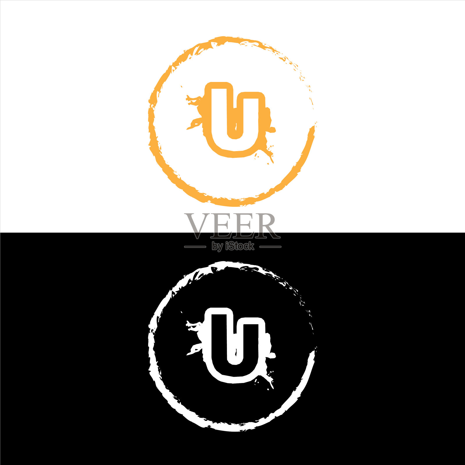 U字母标志复古设计插画图片素材