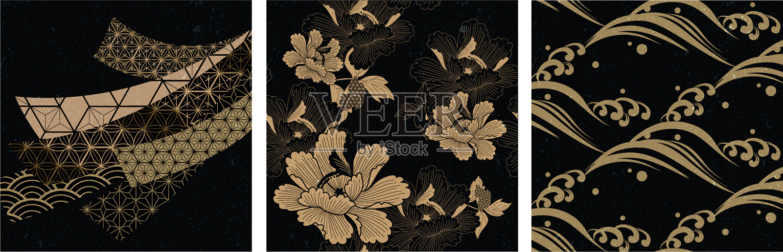 日本无缝图案和亚洲元素插画图片素材