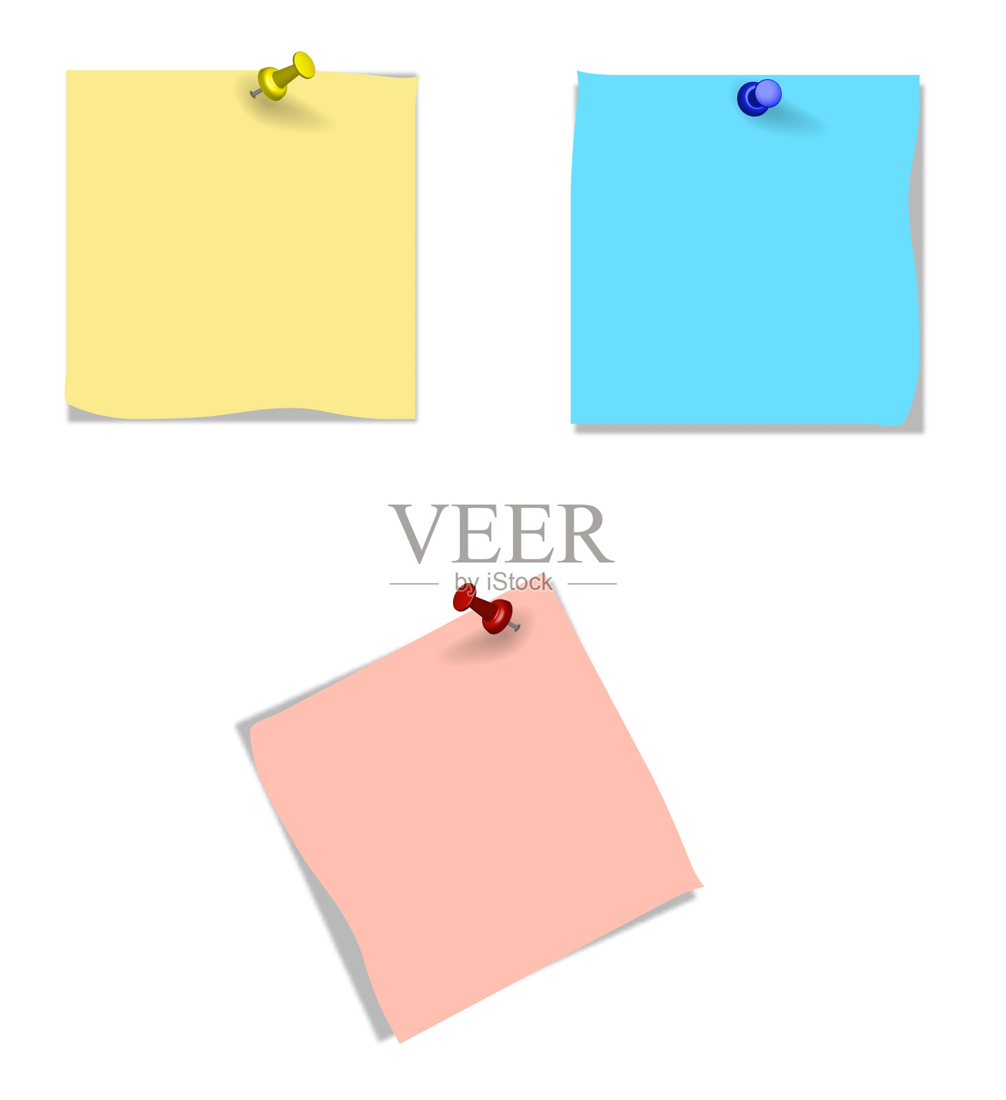 纸贴纸，别针，黄色，蓝色和插画图片素材