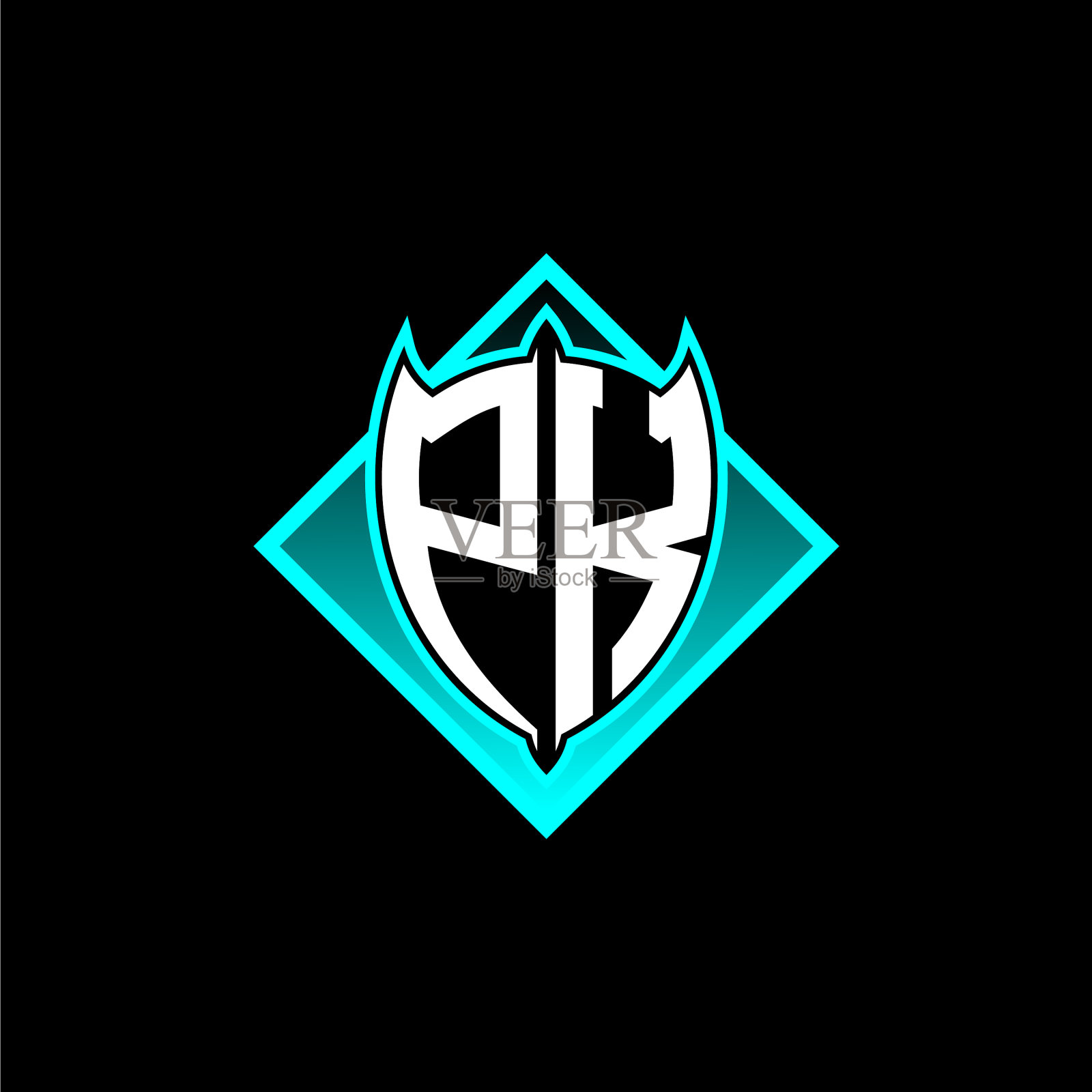 P k字母盾用方形保护标志为插画图片素材