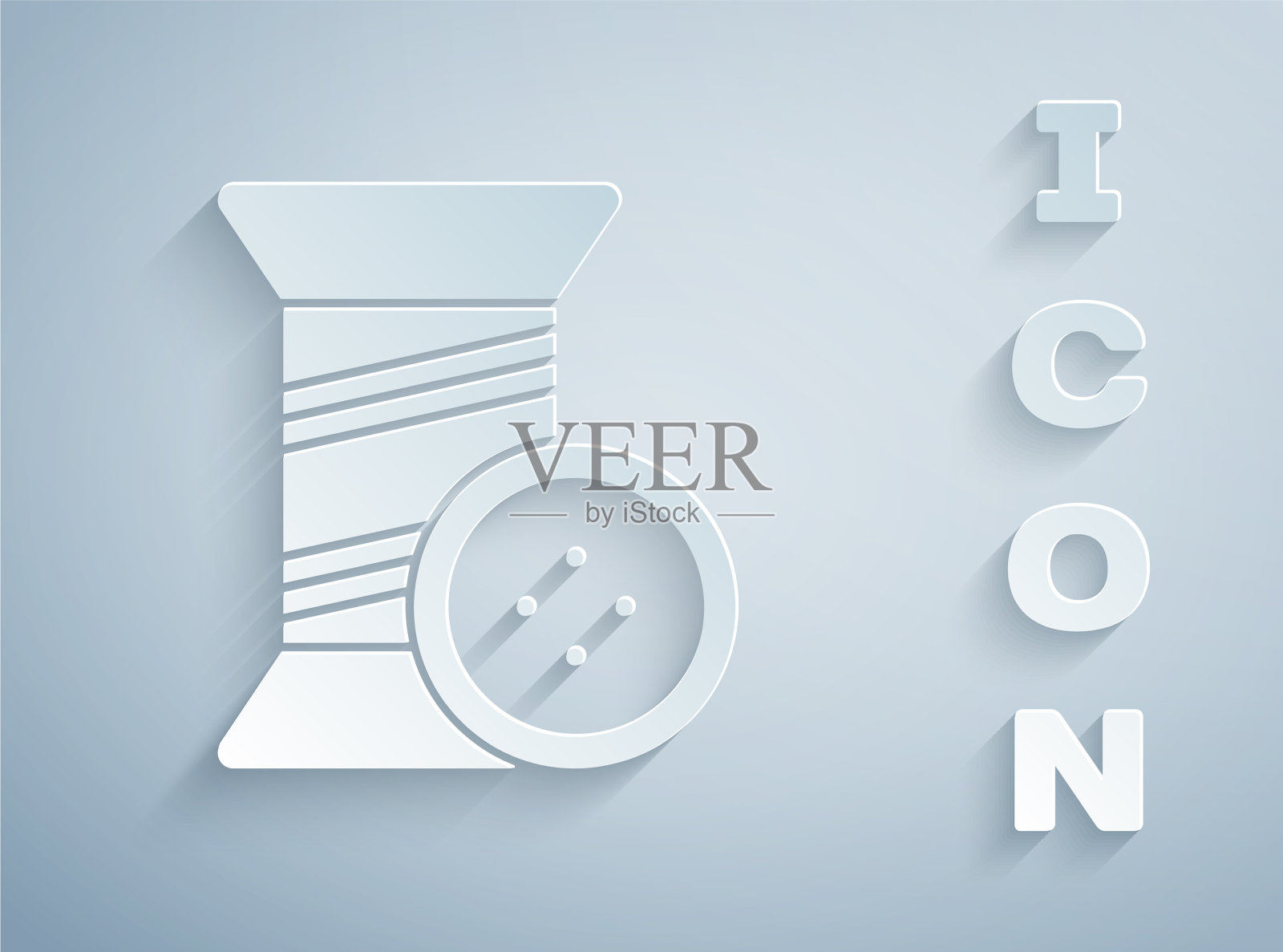 在线轴和按钮图标上裁纸缝纫线插画图片素材