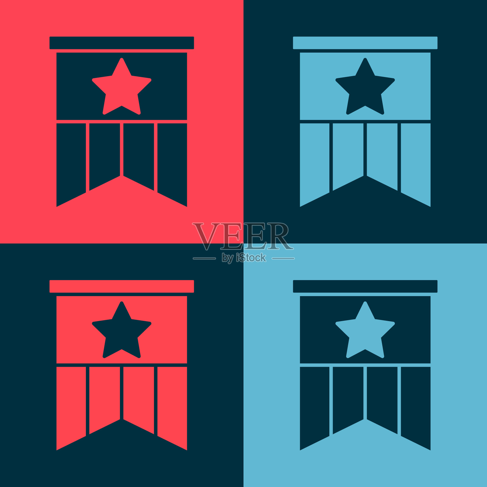 波普艺术美国国旗图标孤立的颜色插画图片素材