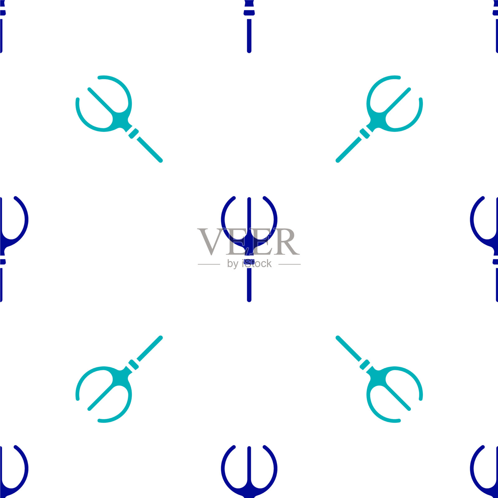 蓝色海王星三叉戟图标隔离无缝插画图片素材