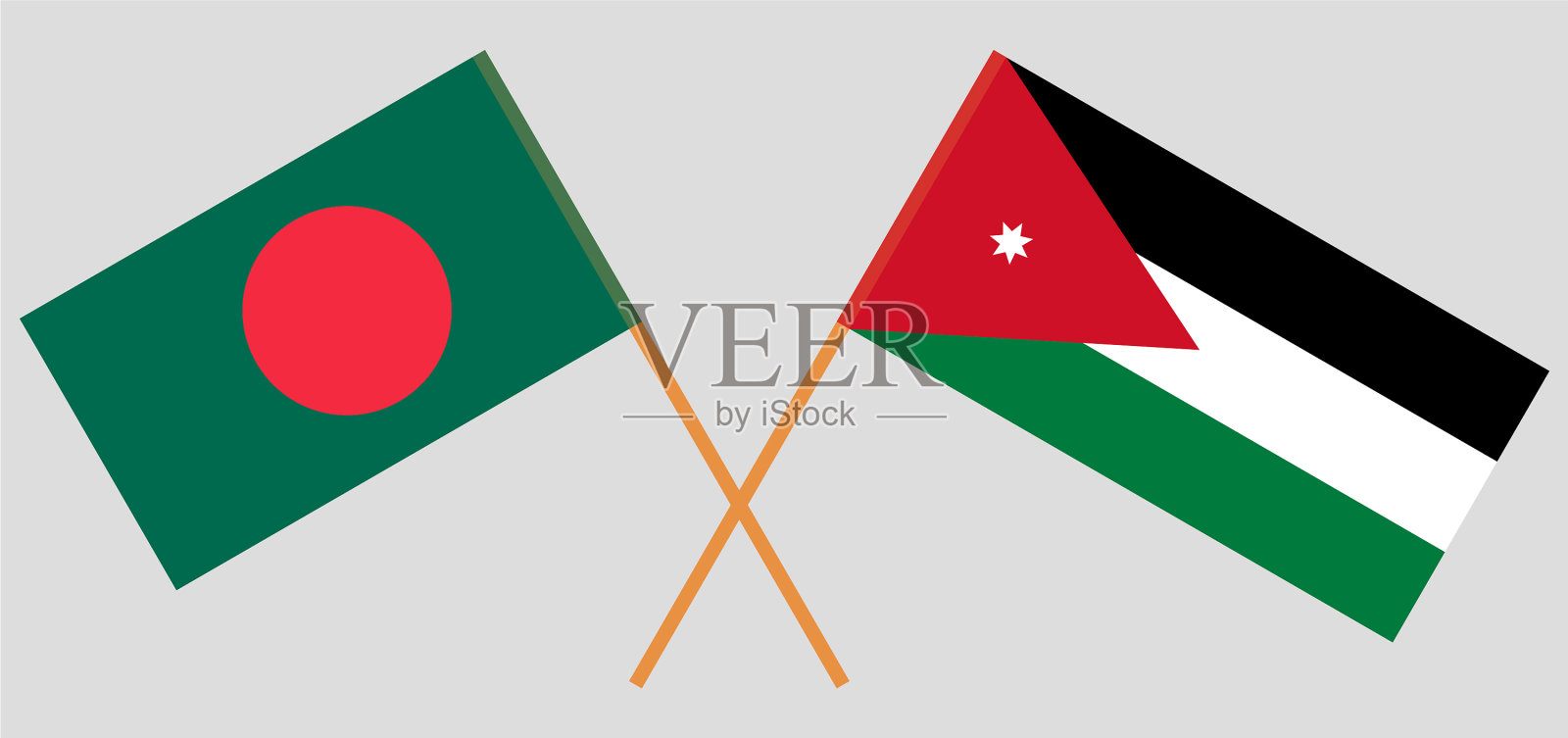 约旦和孟加拉国国旗交叉插画图片素材