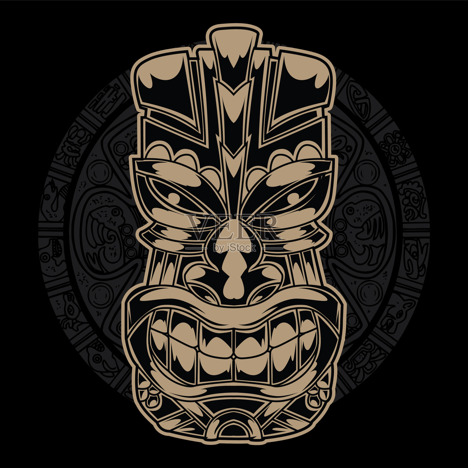 图腾夏威夷提基神部落股票插画图片素材