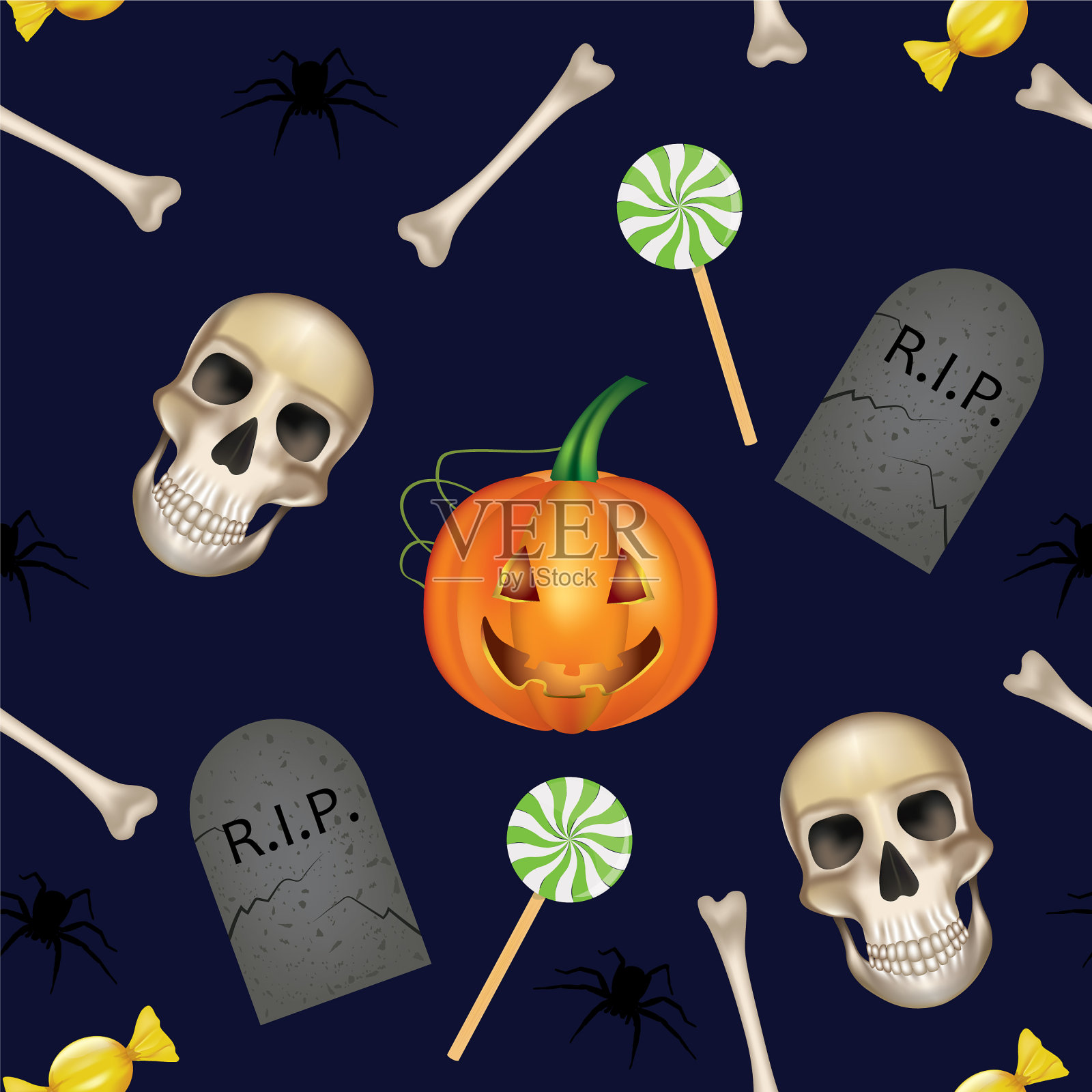 万圣节无缝模式插画图片素材
