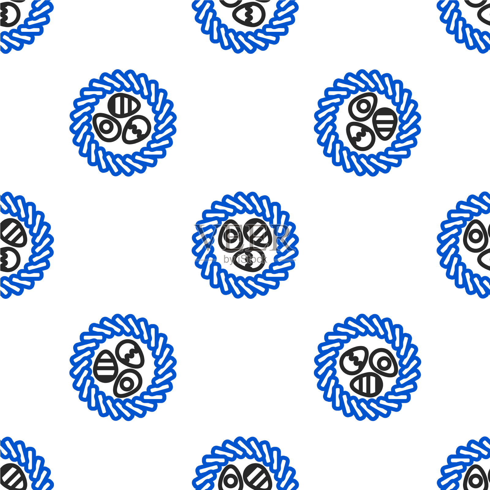 行复活节蛋柳条巢图标孤立插画图片素材