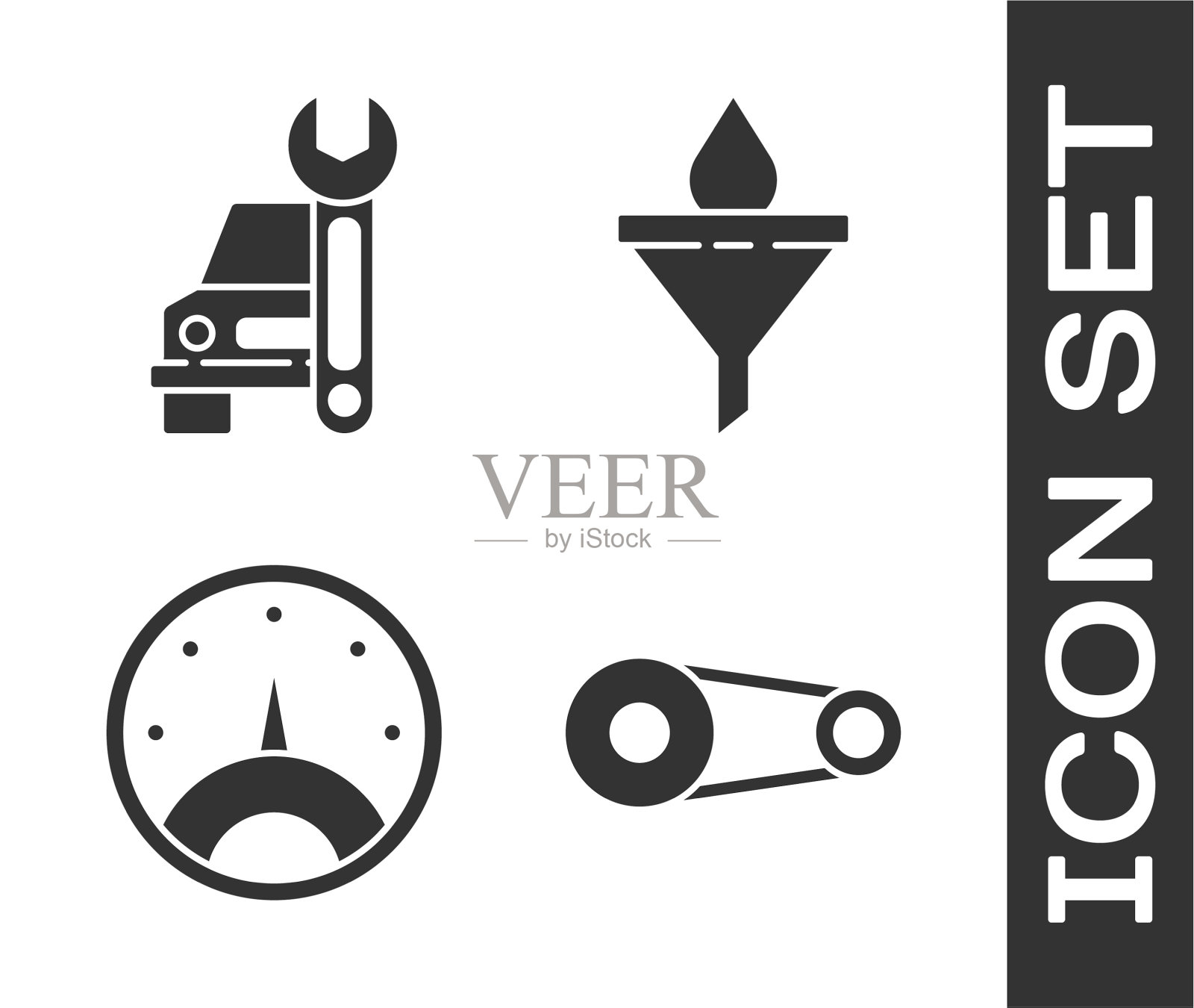 设置同步带套件汽车服务速度计和图标素材