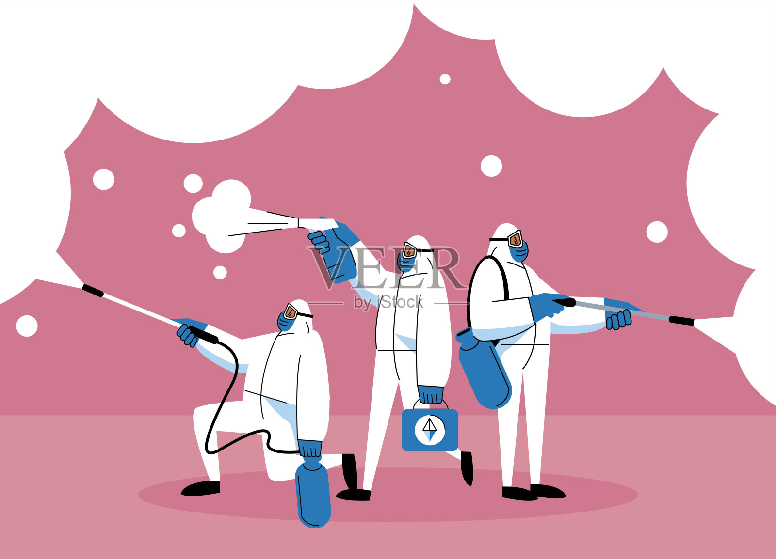 三个biozafety工人插画图片素材