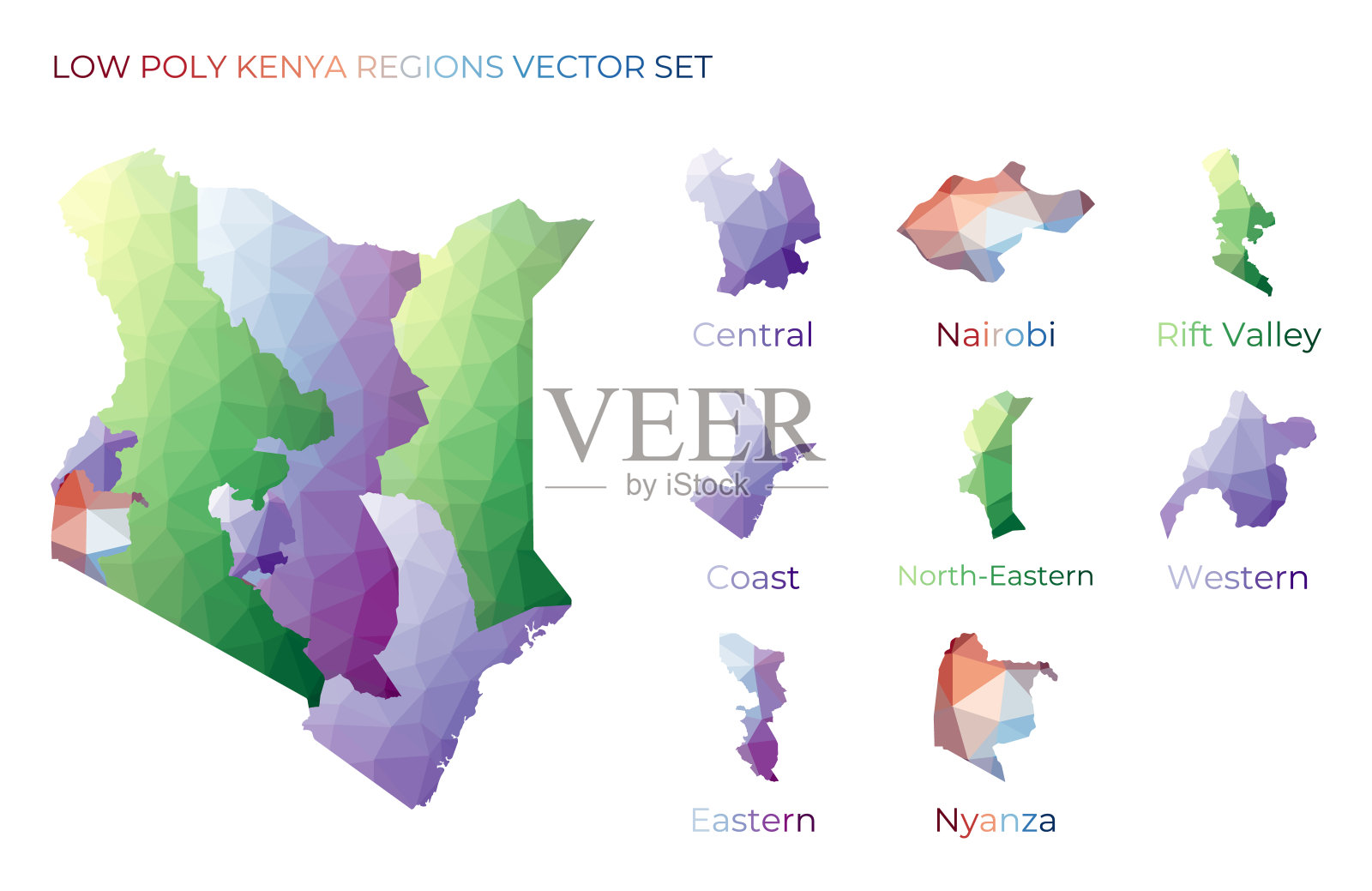 肯尼亚低聚区域。插画图片素材