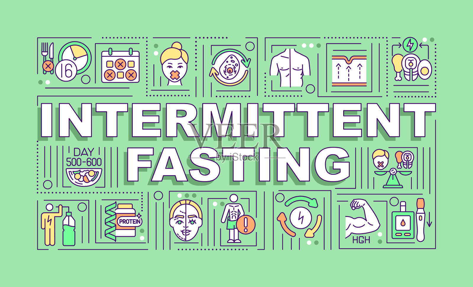 间歇性禁食字概念横幅插画图片素材