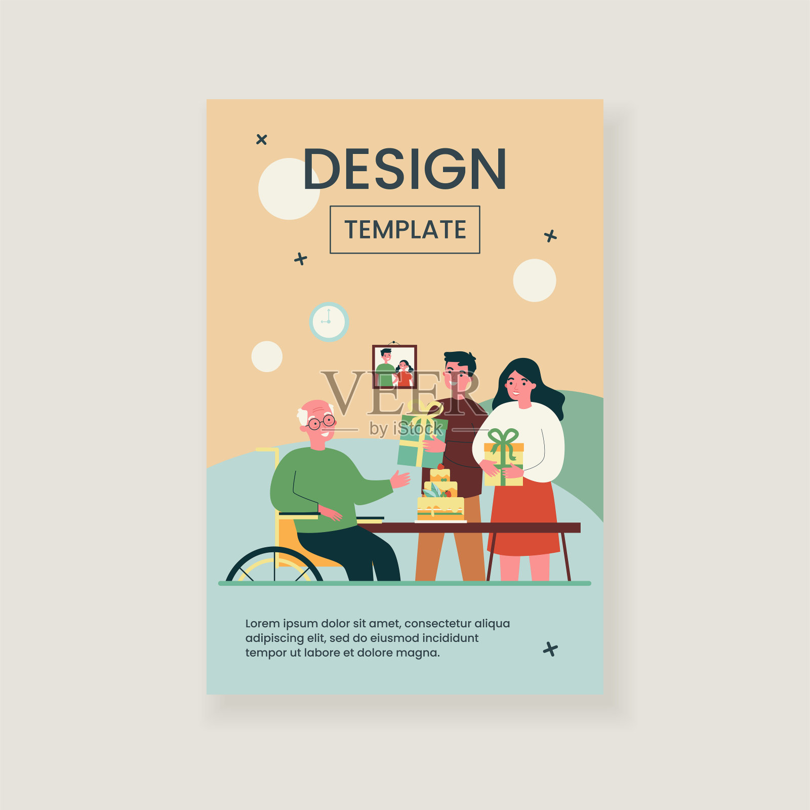 成年的孩子们在庆祝他父亲的生日设计模板素材