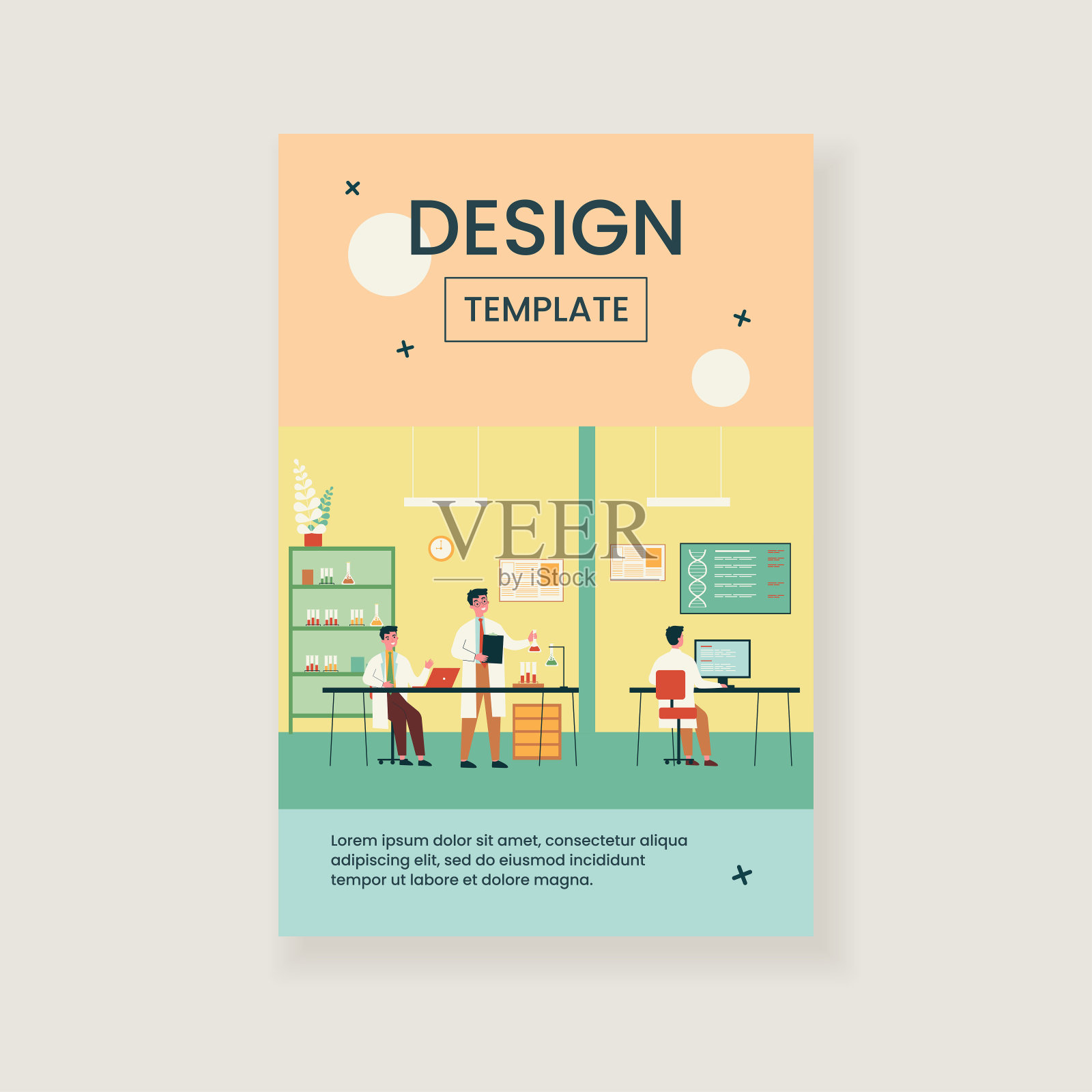 一群科学家在实验室里做基因研究设计模板素材