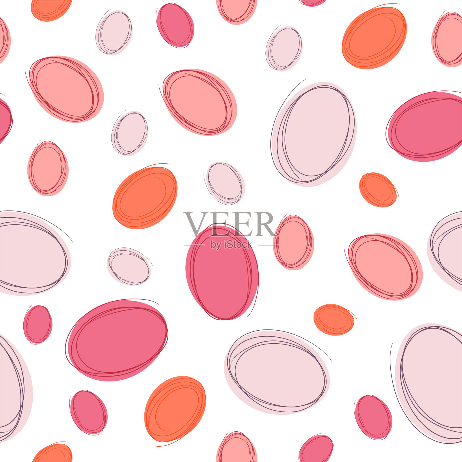 无缝复活节背景装饰蛋和可爱的兔子插画图片素材