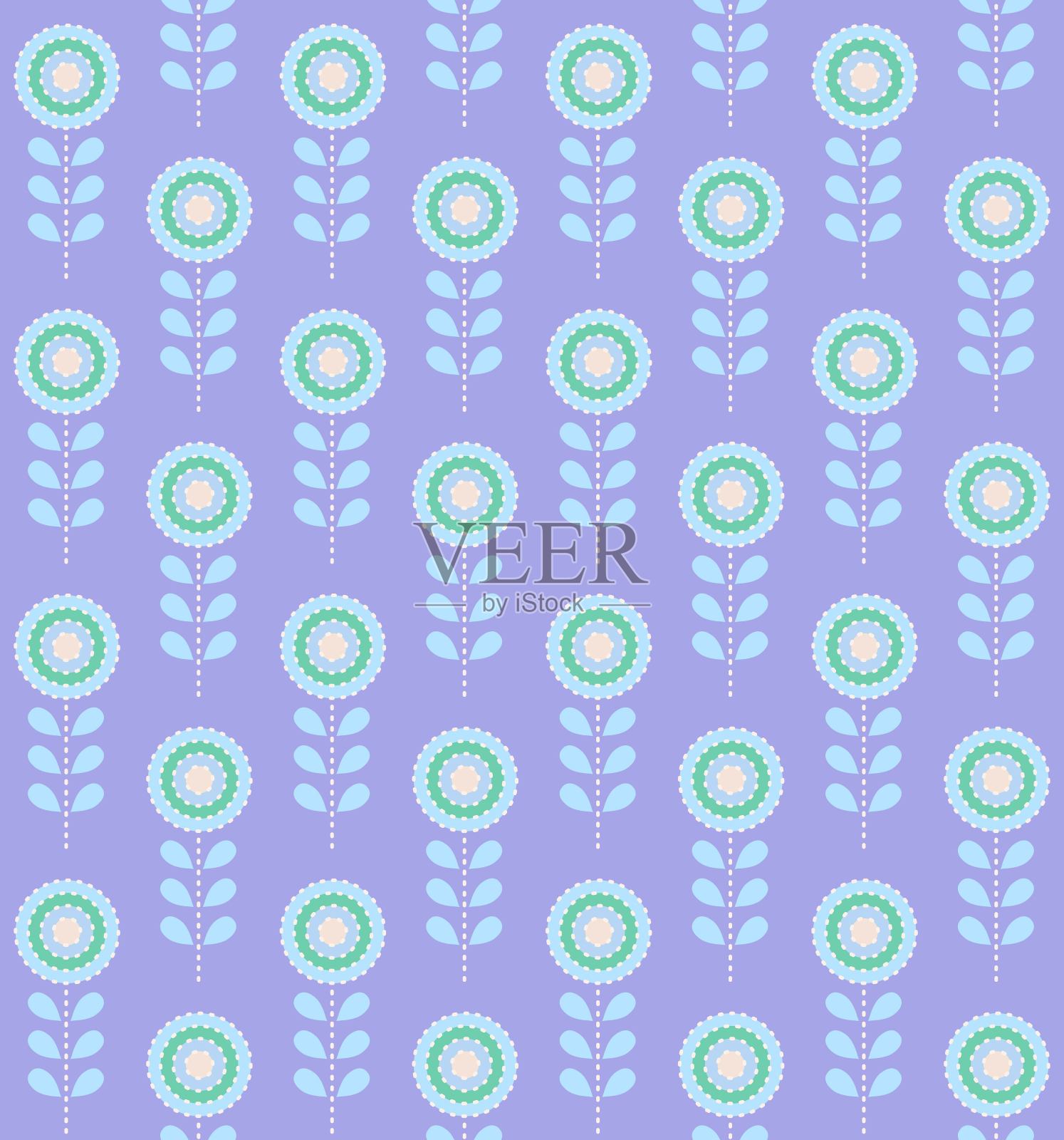 无缝的斯堪的纳维亚图案的多色小穗花插画图片素材