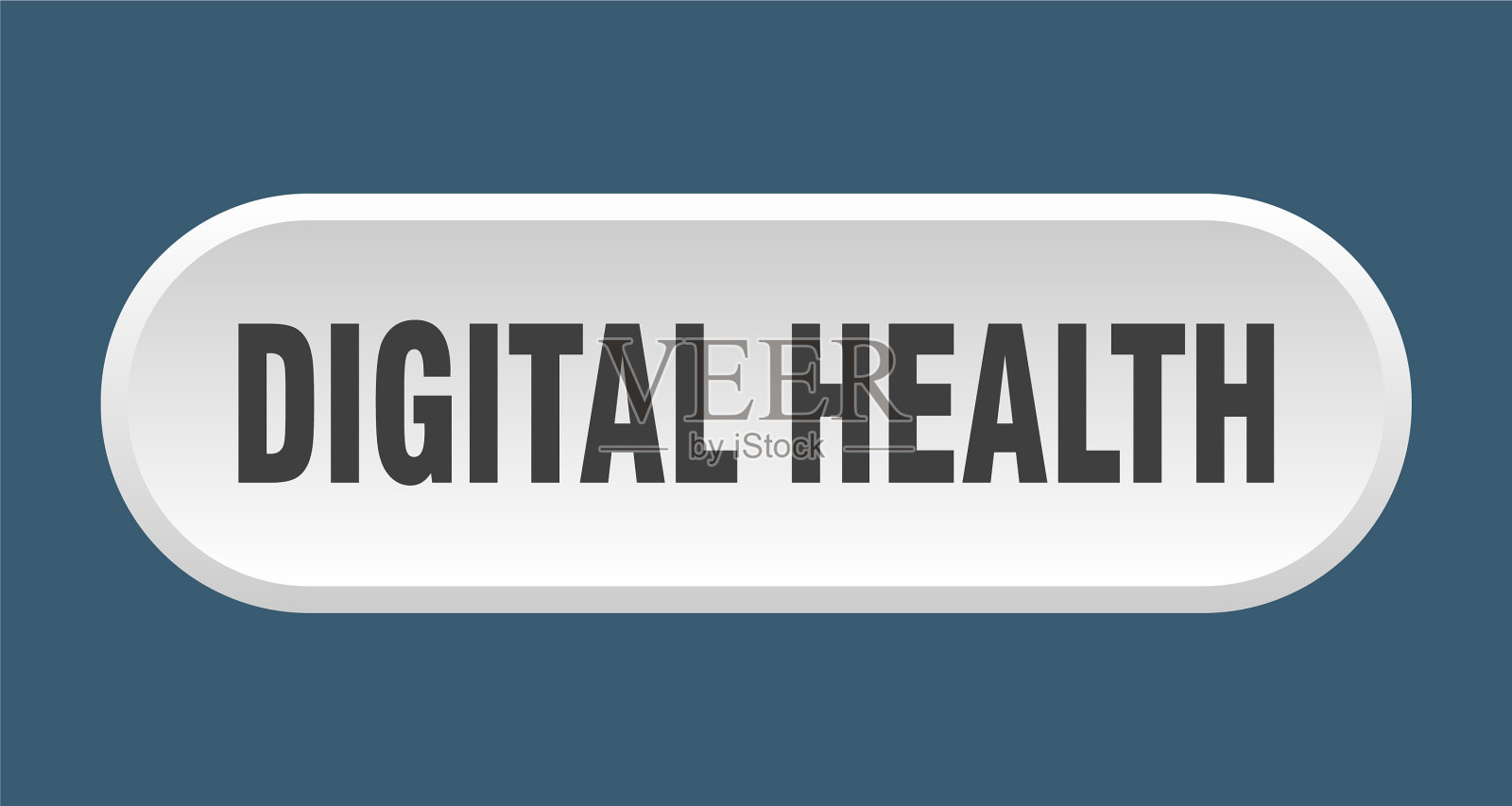 数字健康按钮圆角标志上的白色插画图片素材