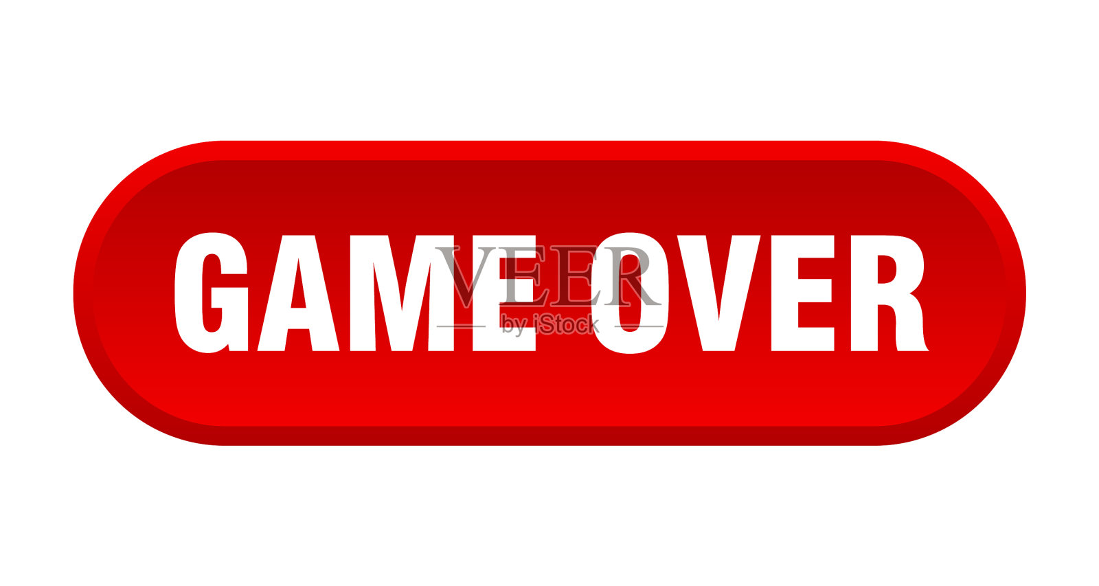 游戏结束按钮圆形标志上的白色背景插画图片素材